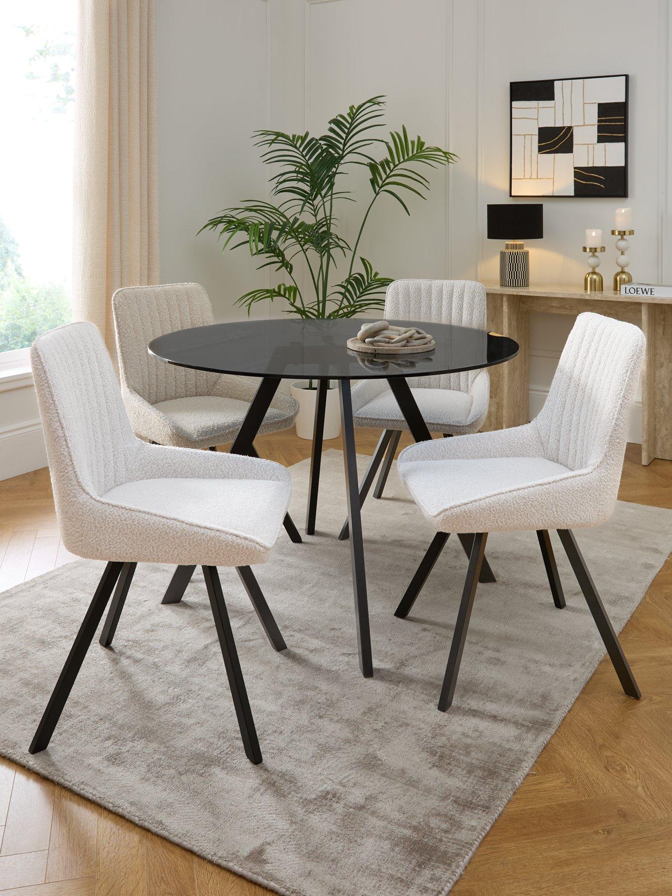 very-home-marlow-110nbspcm-blacknbspround-dining-table-4-marlownbspcreamnbspboucle-chairs