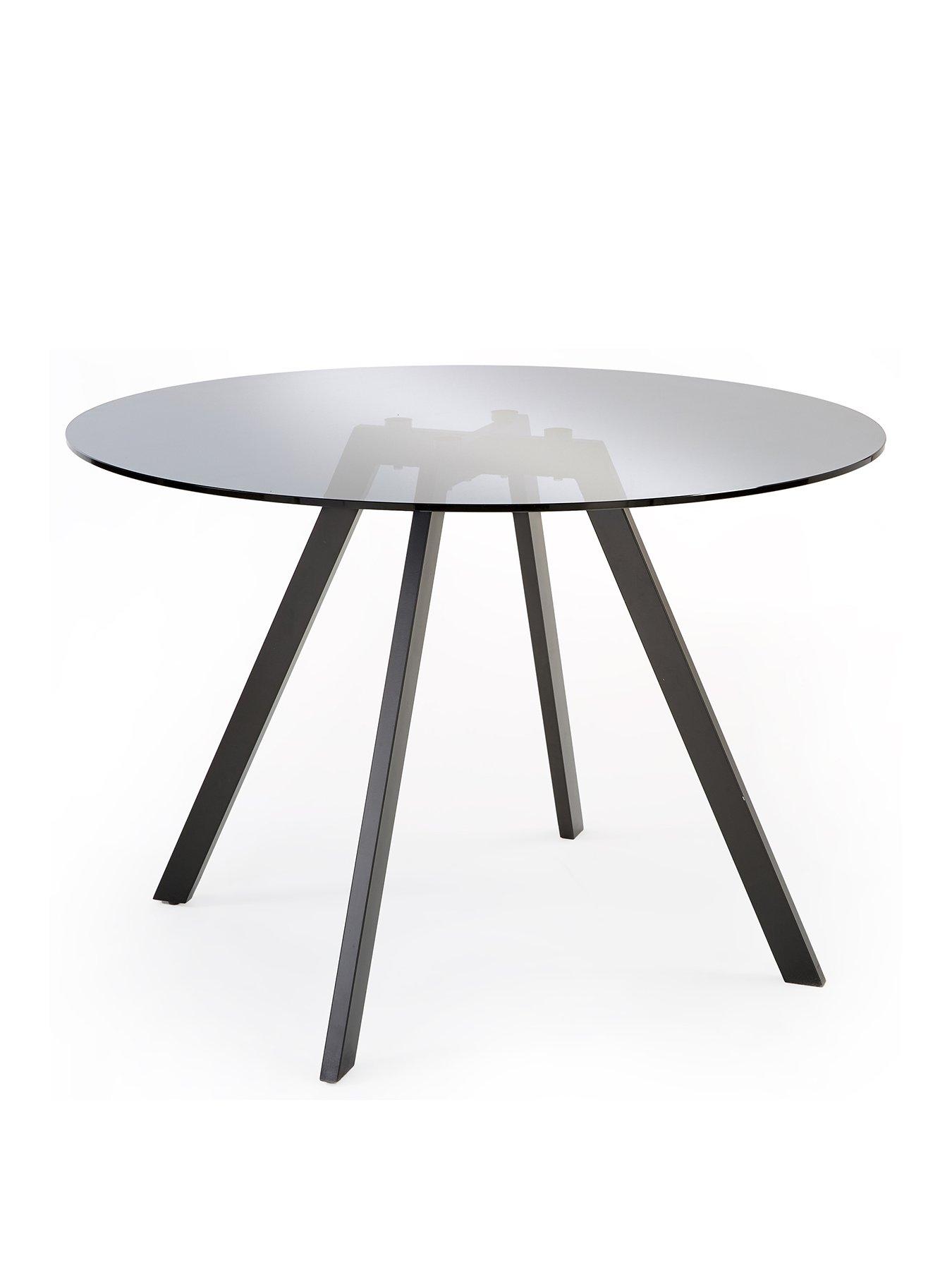  image of very-home-marlow-110-cm-black-round-dining-table-4-marlow-navy-chairs