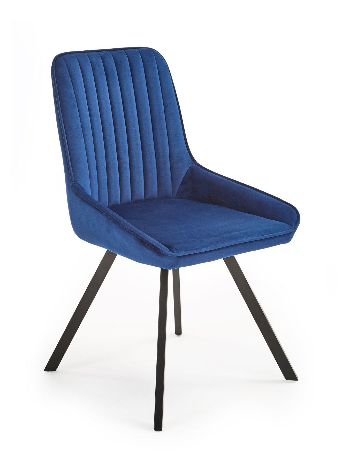  image of very-home-marlow-110-cm-black-round-dining-table-4-marlow-navy-chairs