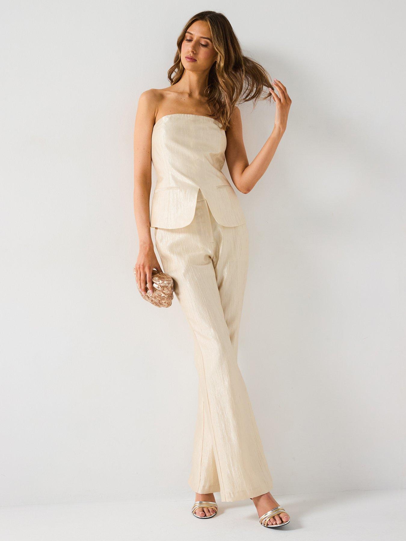 Image 1 of 6 of V by Very Metallic Kick Flare Trouser - Metallic