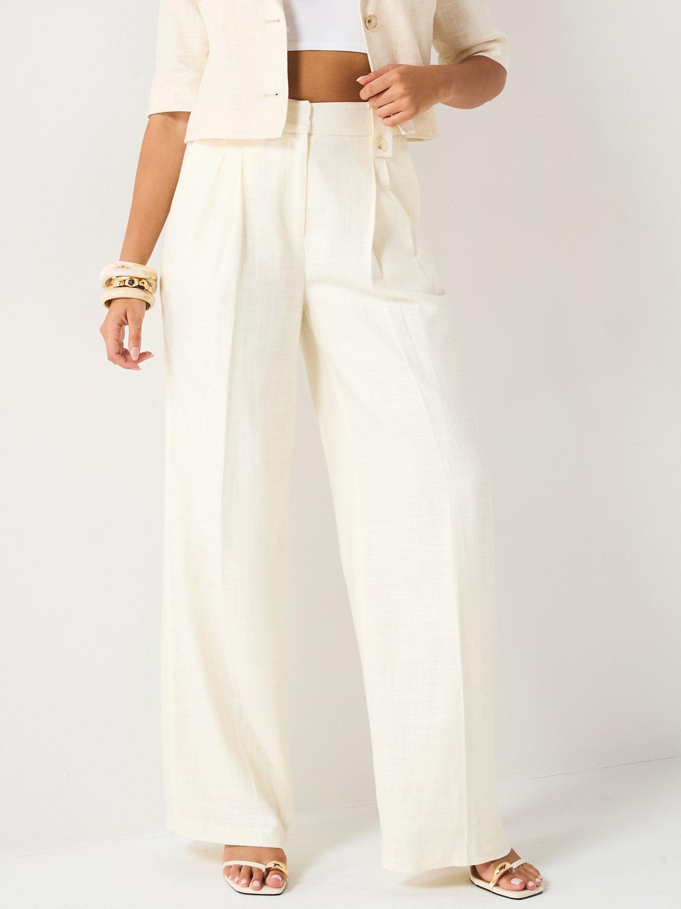 front image of v-by-very-tab-detail-trouser-cream