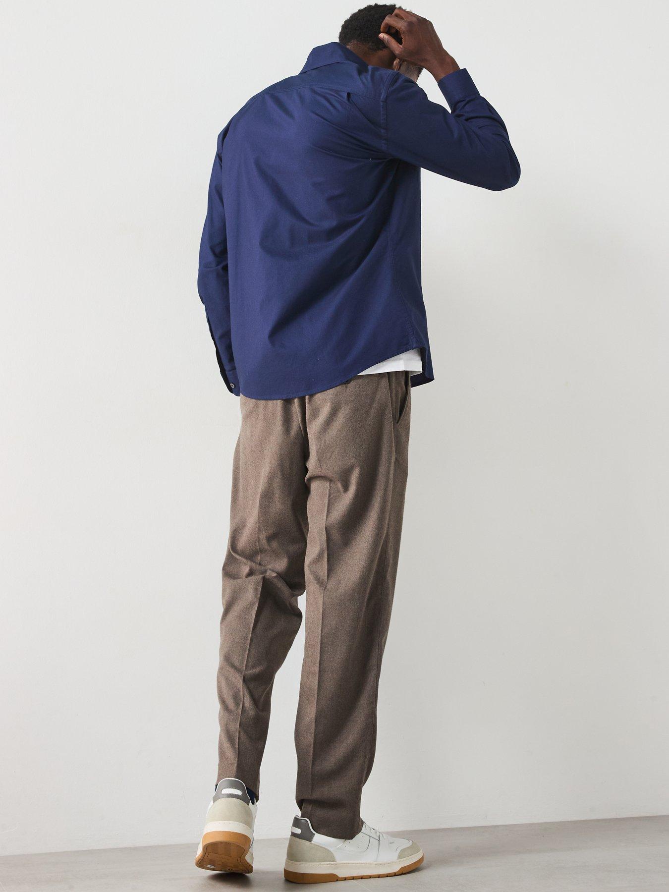  image of mango-oxford-long-sleeved-relaxed-fit-shirt-dark-blue