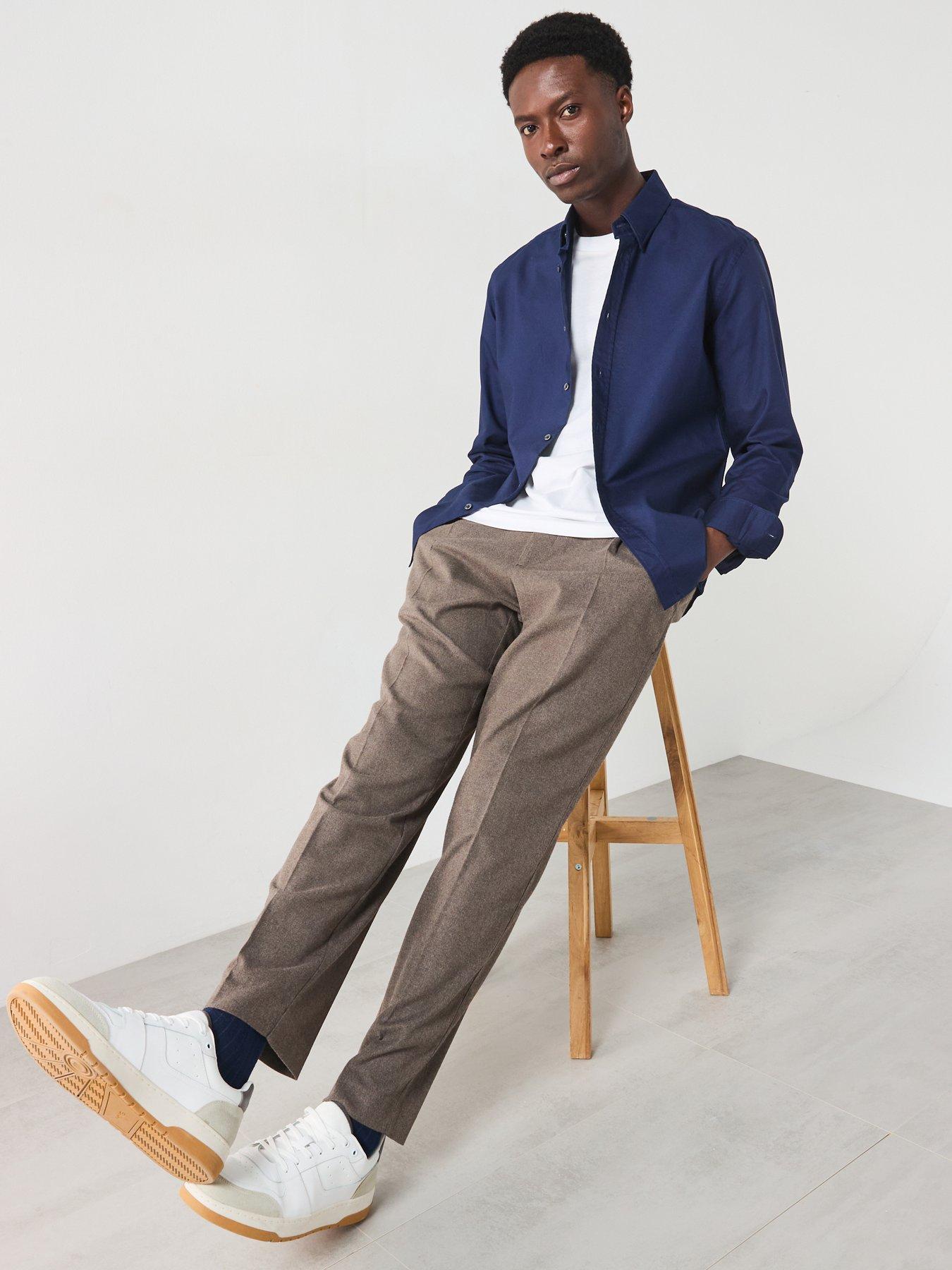  image of mango-oxford-long-sleeved-relaxed-fit-shirt-dark-blue