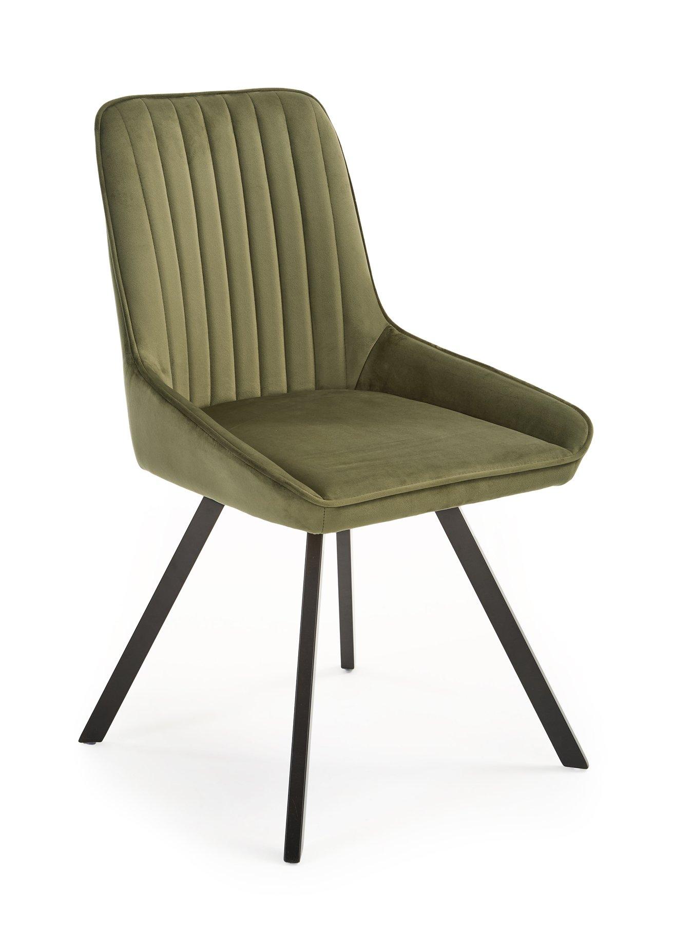 Image 4 of 7 of The Very Collection Marlow 130 cm Black Round Dining Table + 6 Marlow Moss Green&nbsp;Chairs