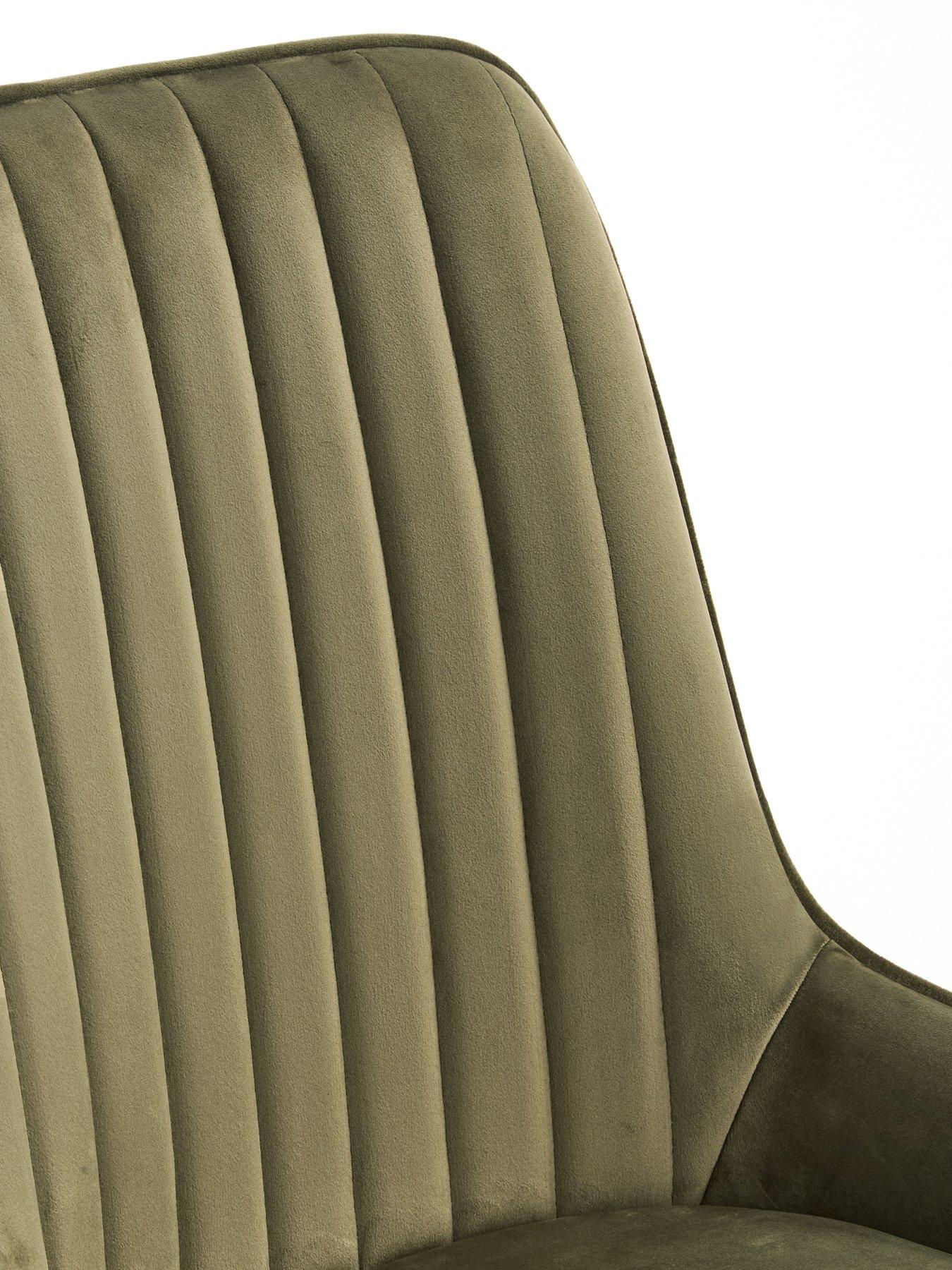 Image 5 of 7 of The Very Collection Marlow 130 cm Black Round Dining Table + 6 Marlow Moss Green&nbsp;Chairs