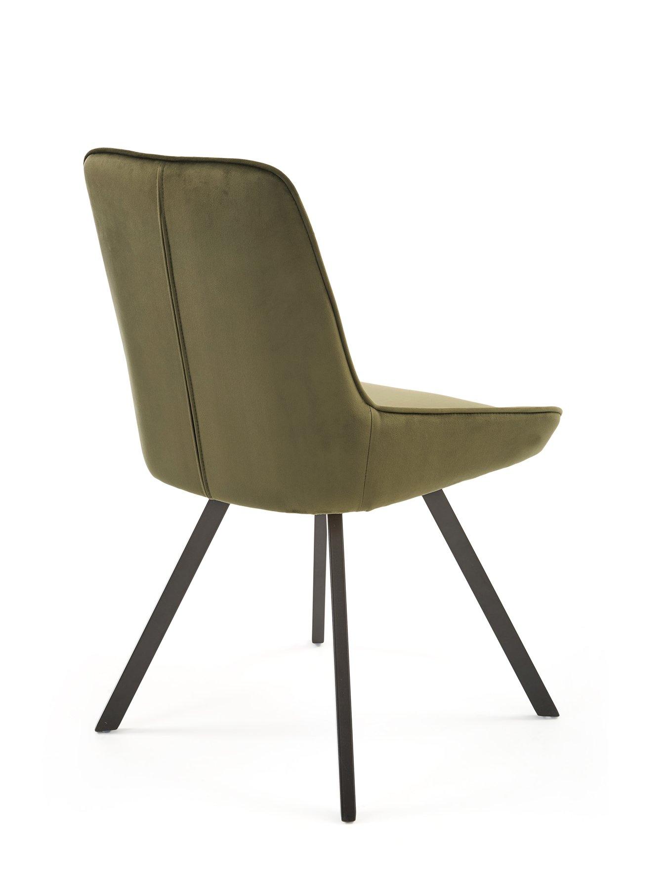 Image 7 of 7 of The Very Collection Marlow 130 cm Black Round Dining Table + 6 Marlow Moss Green&nbsp;Chairs