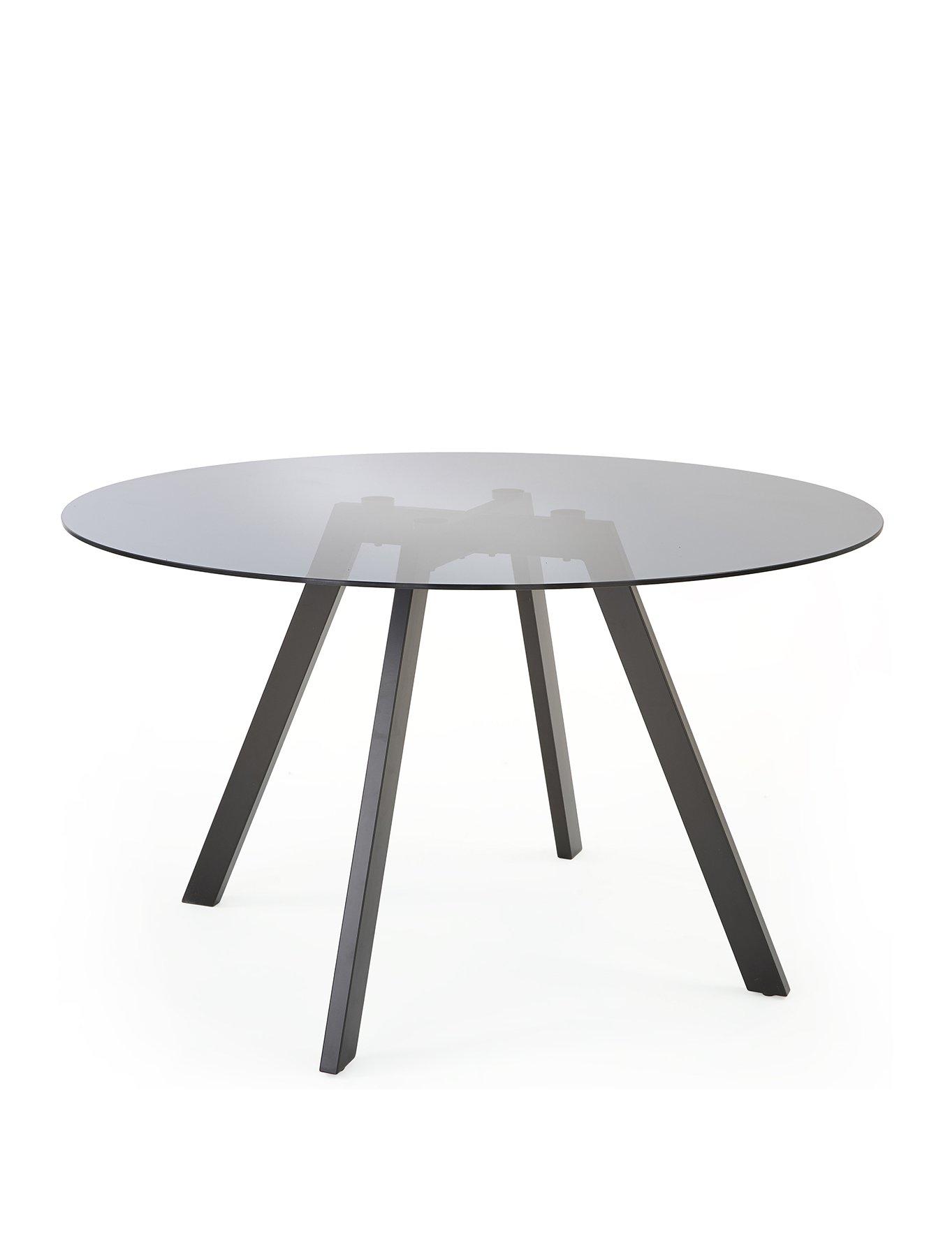  image of very-home-marlow-130-cm-black-round-dining-table-nbsp6-marlow-boucle-chairs