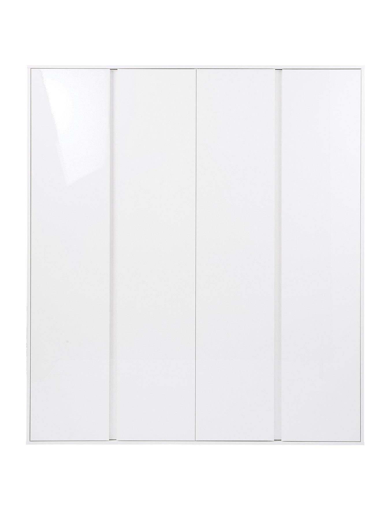 Image 2 of 7 of The Very Collection Layton Gloss 4 Door Wardrobe with Internal 4 Drawer Chest - White - FSC&reg; Certified