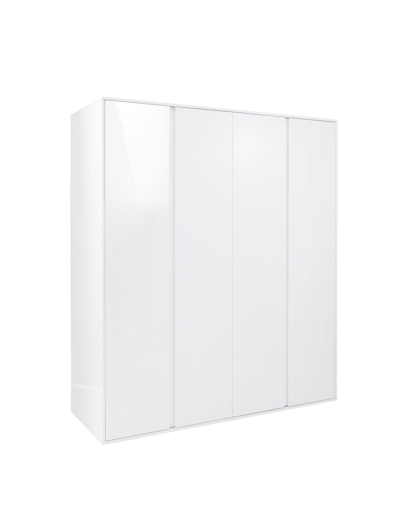 Image 3 of 7 of The Very Collection Layton Gloss 4 Door Wardrobe with Internal 4 Drawer Chest - White - FSC&reg; Certified