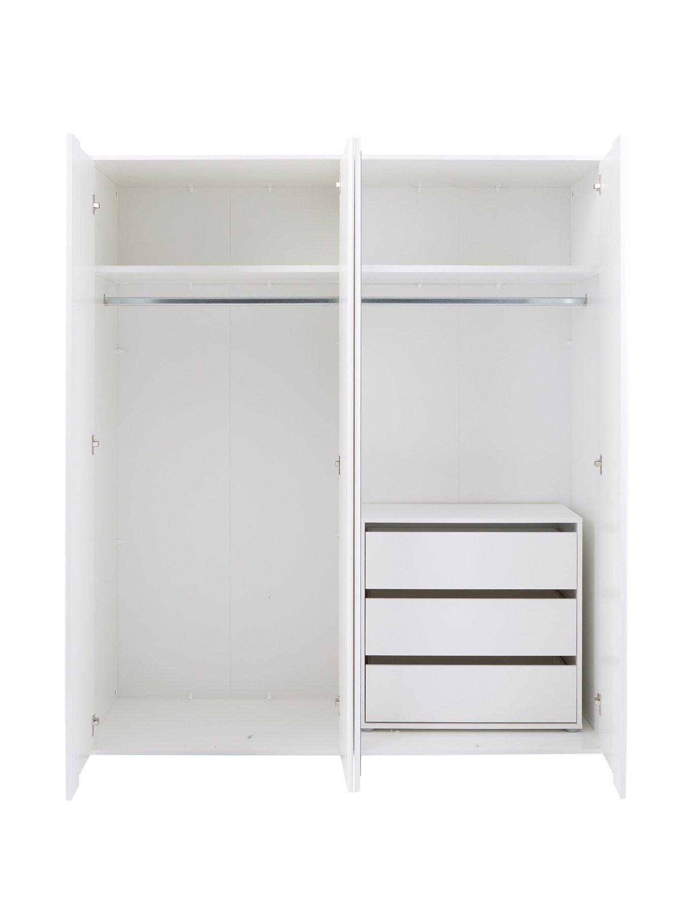 Image 4 of 7 of The Very Collection Layton Gloss 4 Door Wardrobe with Internal 4 Drawer Chest - White - FSC&reg; Certified