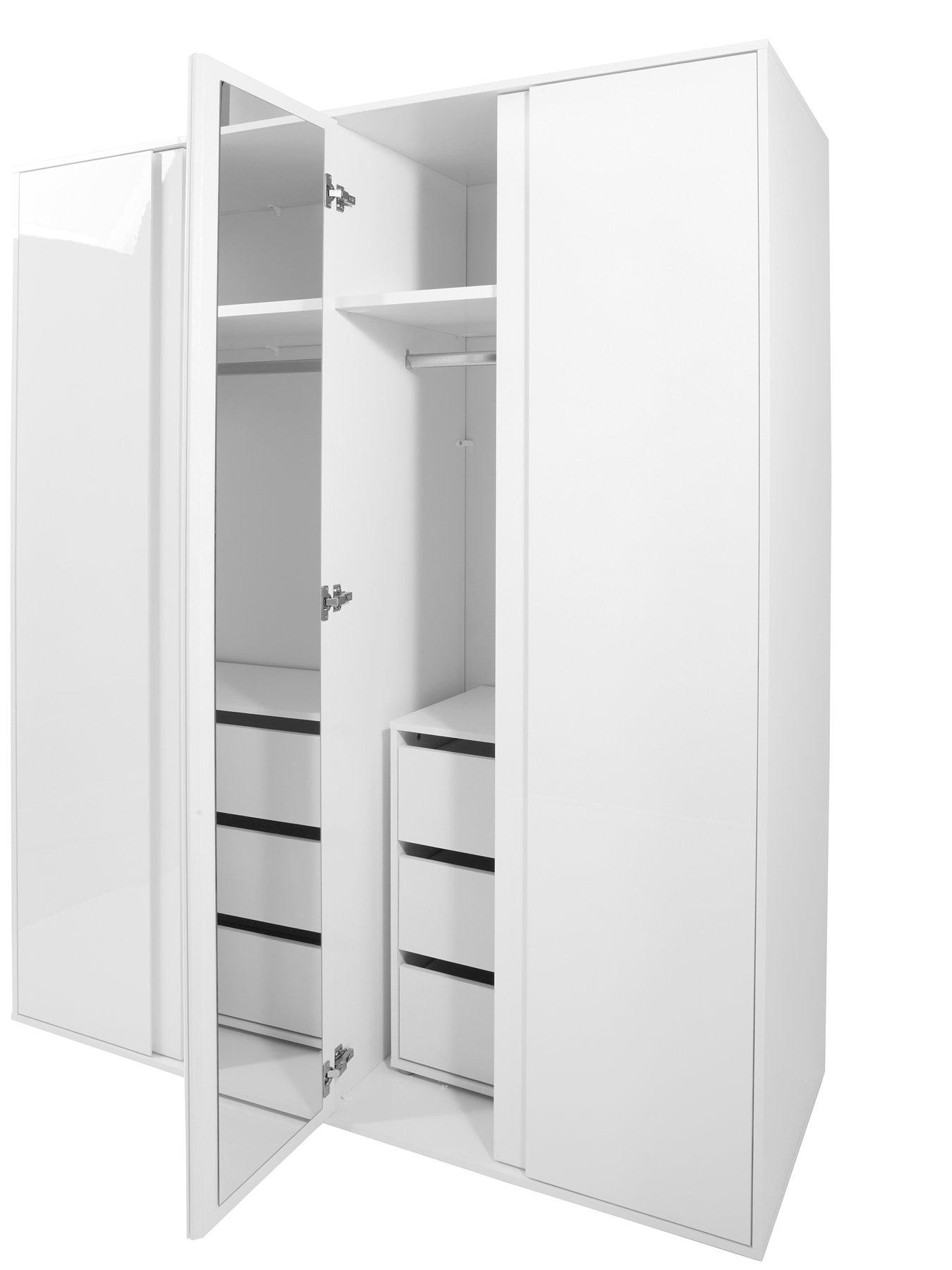 Image 5 of 7 of The Very Collection Layton Gloss 4 Door Wardrobe with Internal 4 Drawer Chest - White - FSC&reg; Certified