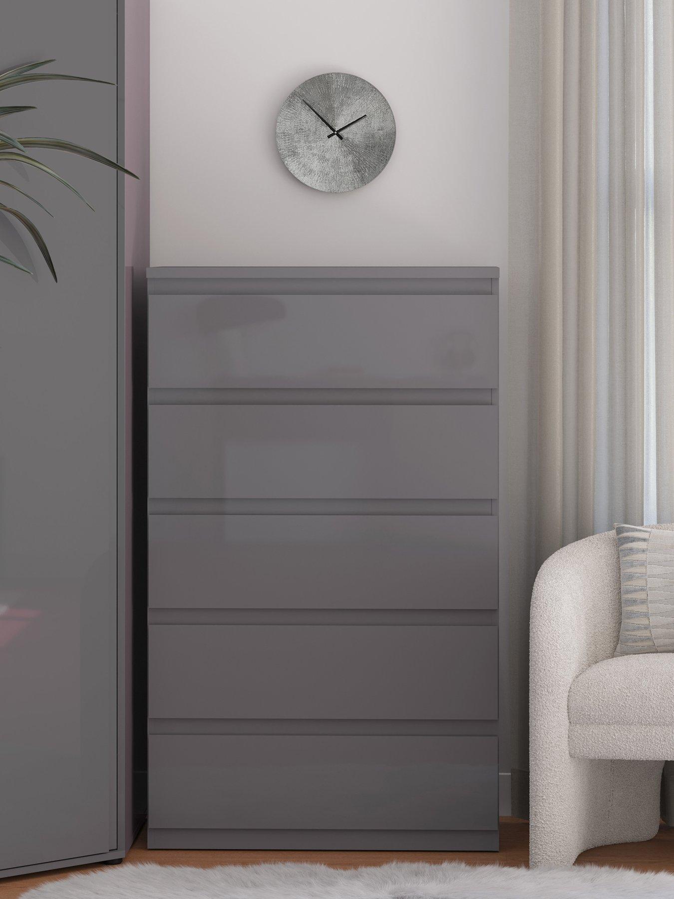 very-home-layton-gloss-5-drawer-chest-grey-fscreg-certified