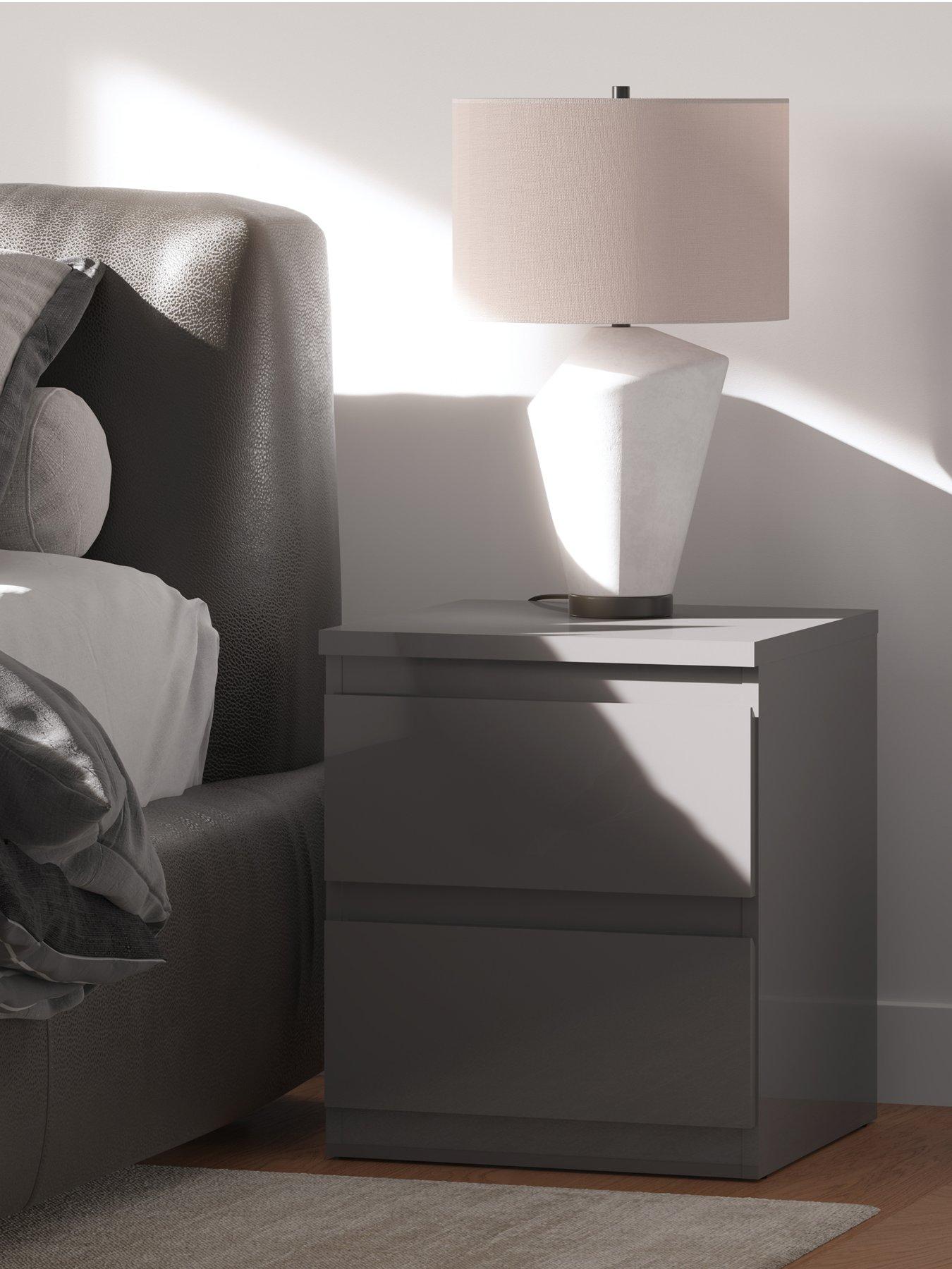 very-home-layton-gloss-2-drawer-bedside-grey-fscreg-certified