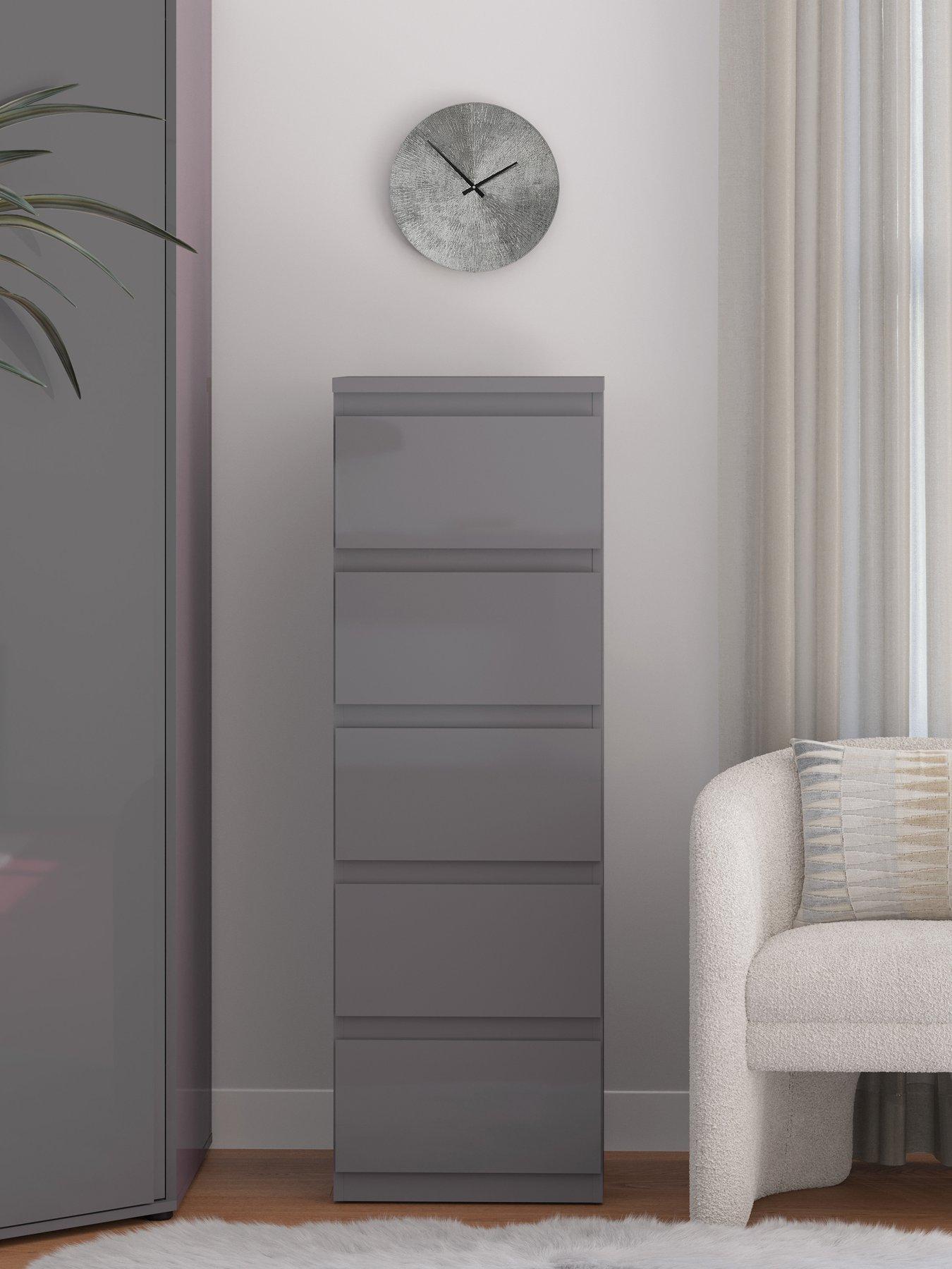 very-home-layton-gloss-5-drawer-narrow-chest--nbspgrey-fscreg-certified