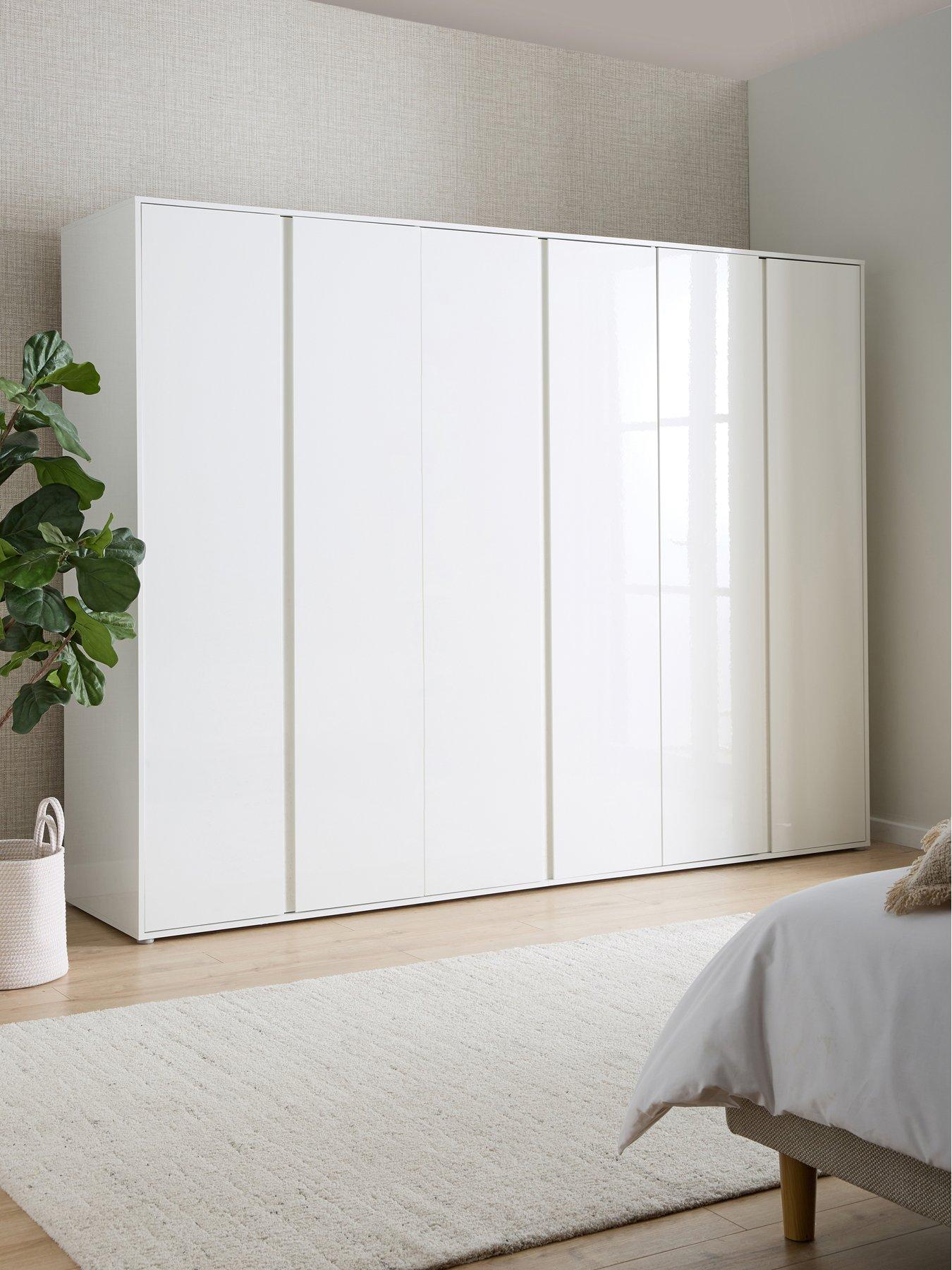  image of very-home-layton-gloss-6-door-wardrobe-white-nbsp--fscreg-certified