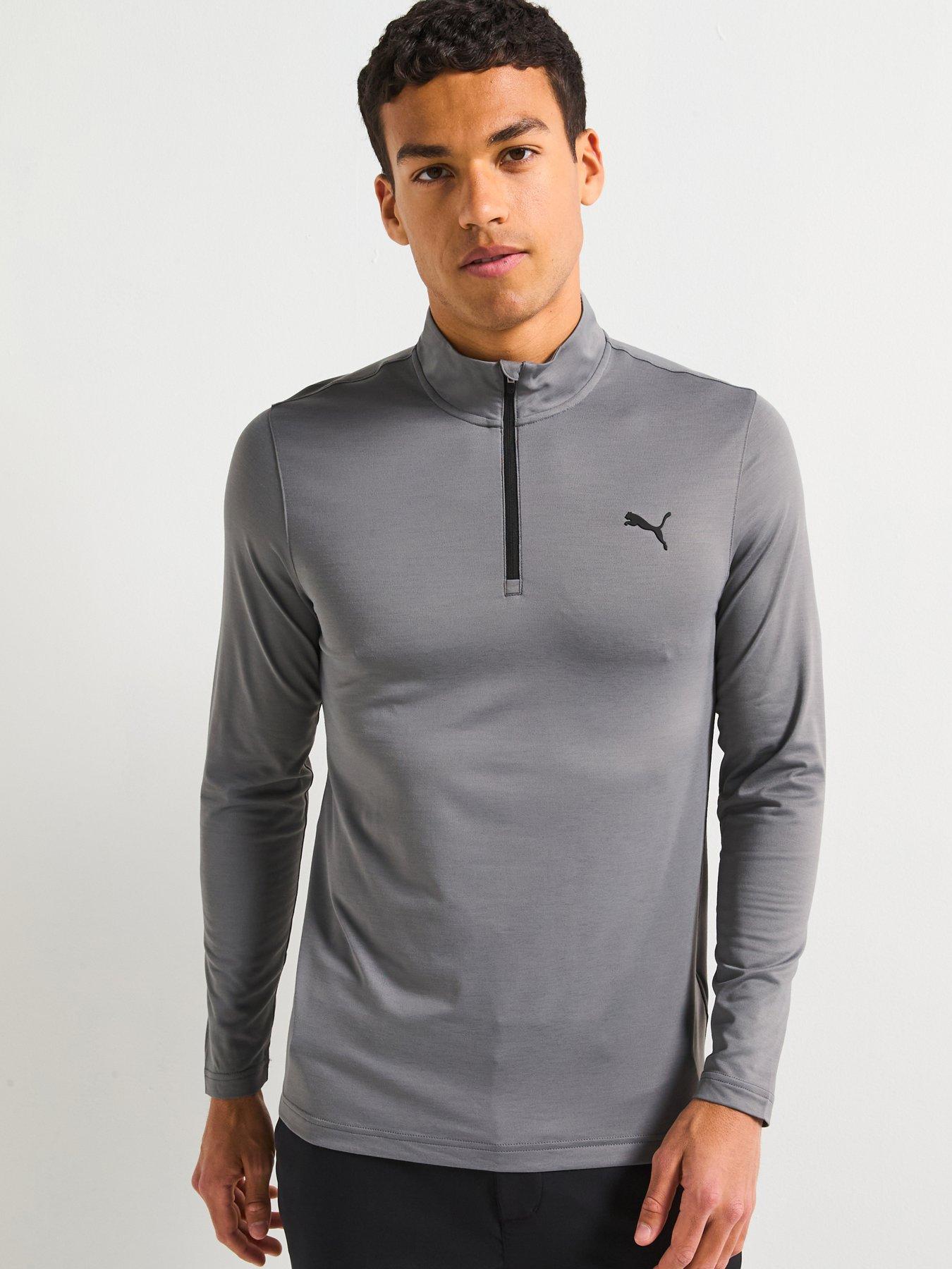 Puma Mens Golf Icon 20 1/4 Zip -Grey - Slate Sky