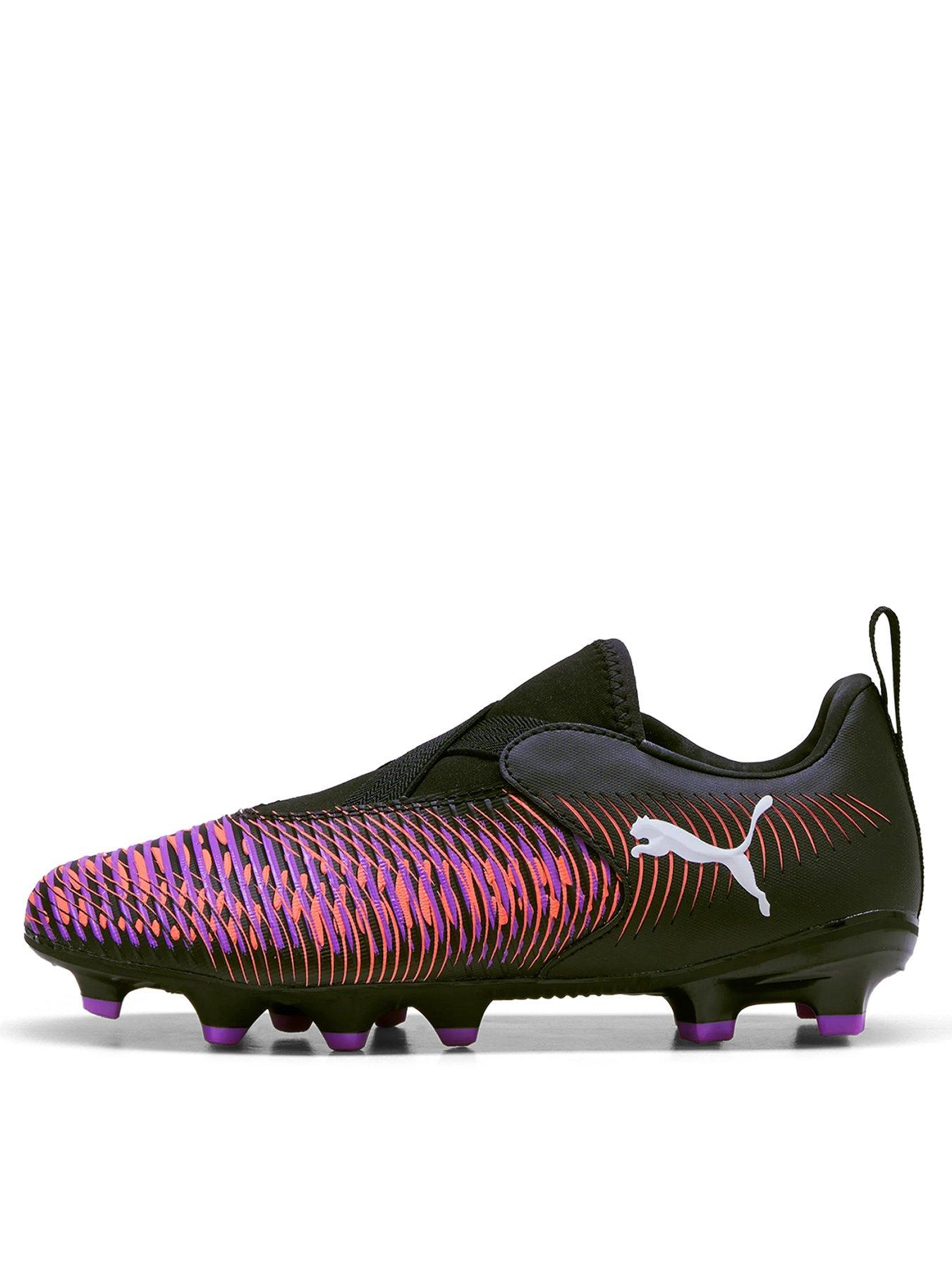  image of puma-junior-future-8-match-laceless-firm-ground-football-boot-blackpurple
