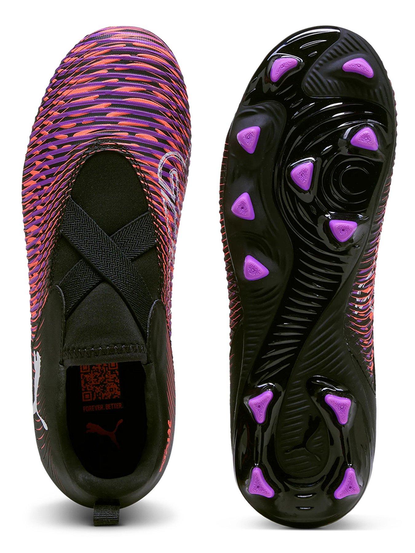  image of puma-junior-future-8-match-laceless-firm-ground-football-boot-blackpurple