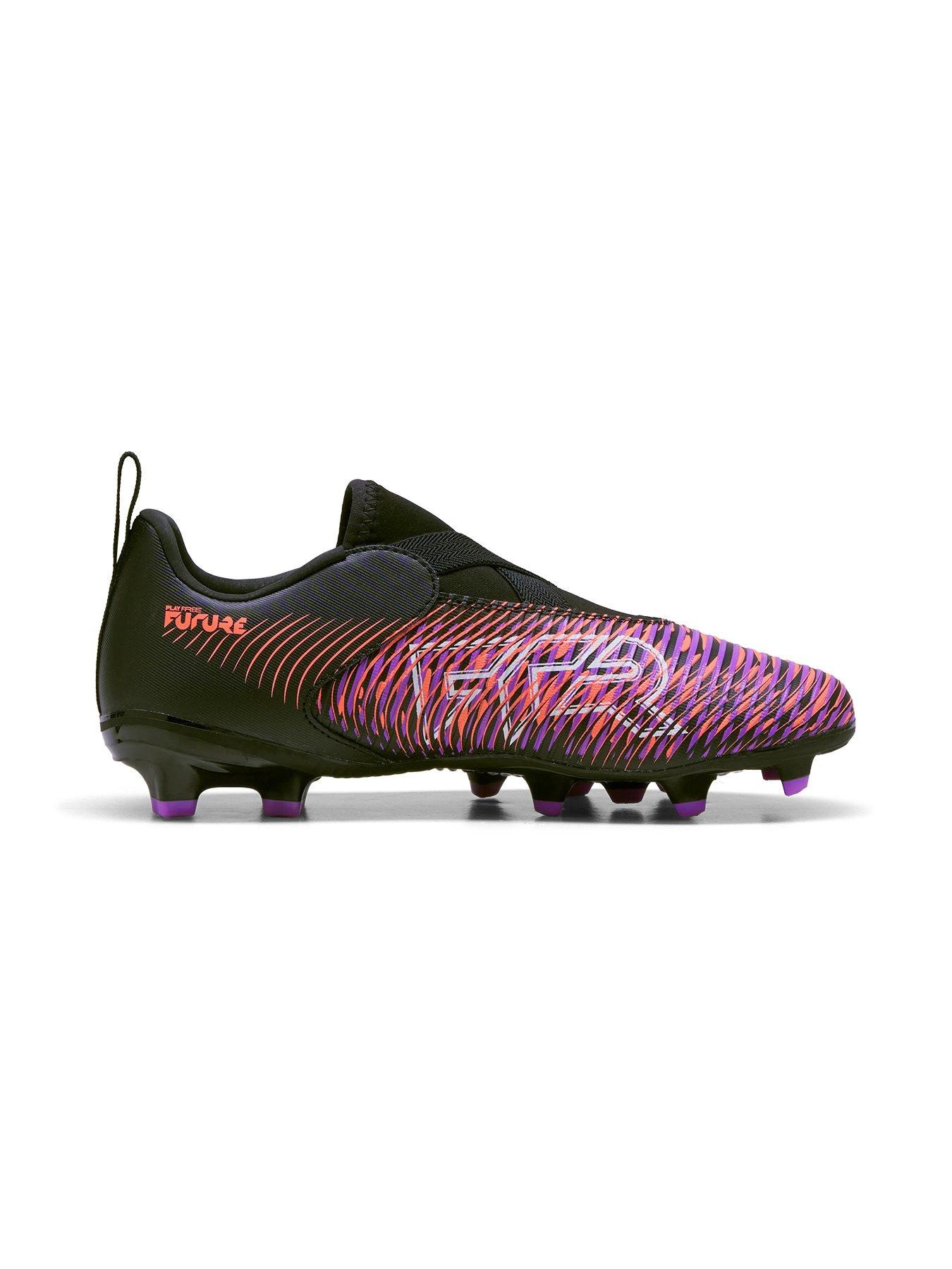  image of puma-junior-future-8-match-laceless-firm-ground-football-boot-blackpurple