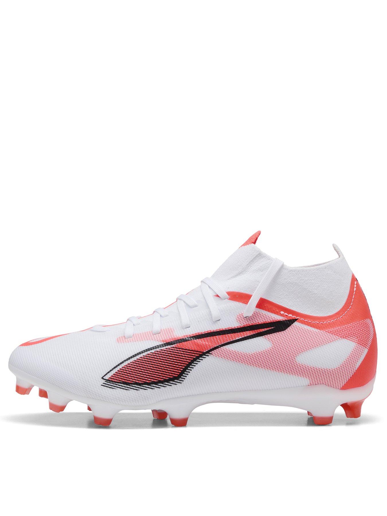 front image of puma-womens-ultra-5-match-laceless-firm-ground-football-boots-white
