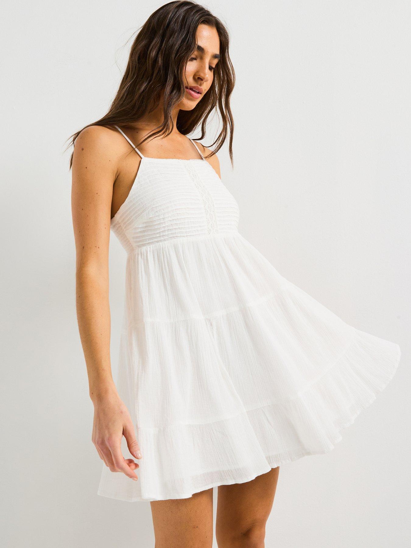 undefined Shirred Detail Cami Dress - White