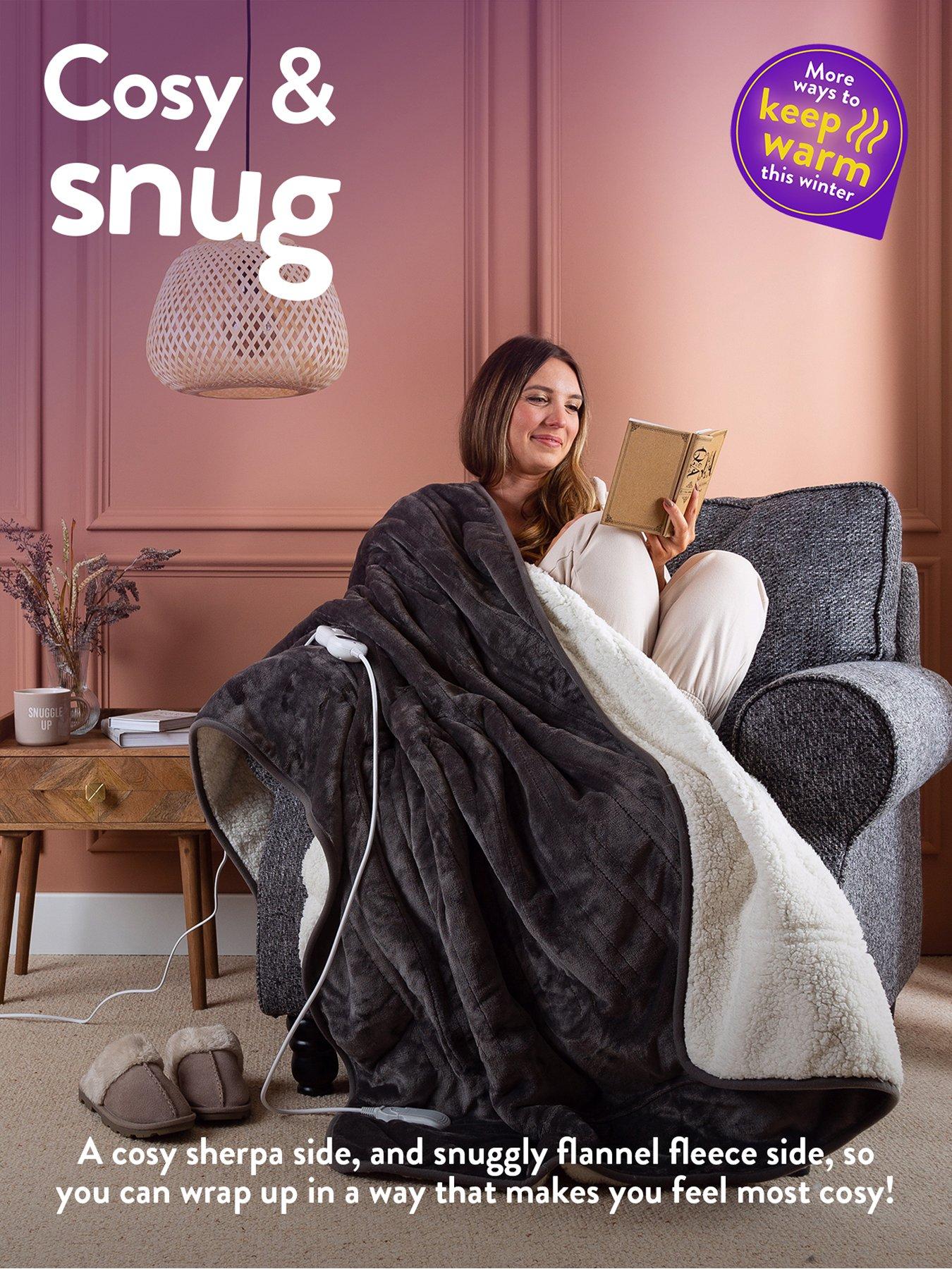  image of slumberdown-cosy-snug-sherpa-fleece-heated-throw--charcoalnatural