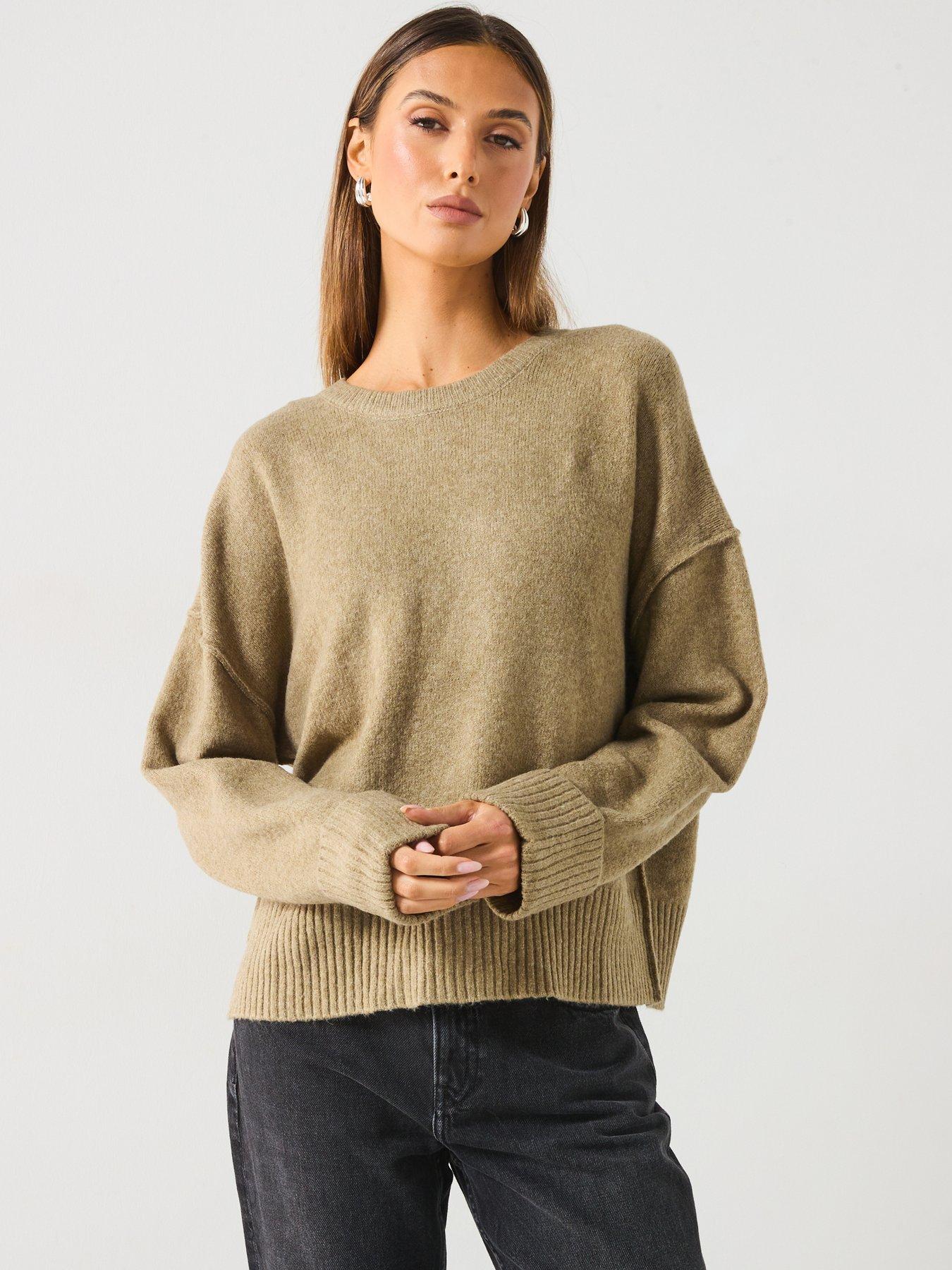 Image 1 of 6 of Mango Knitted Jumper - Khaki