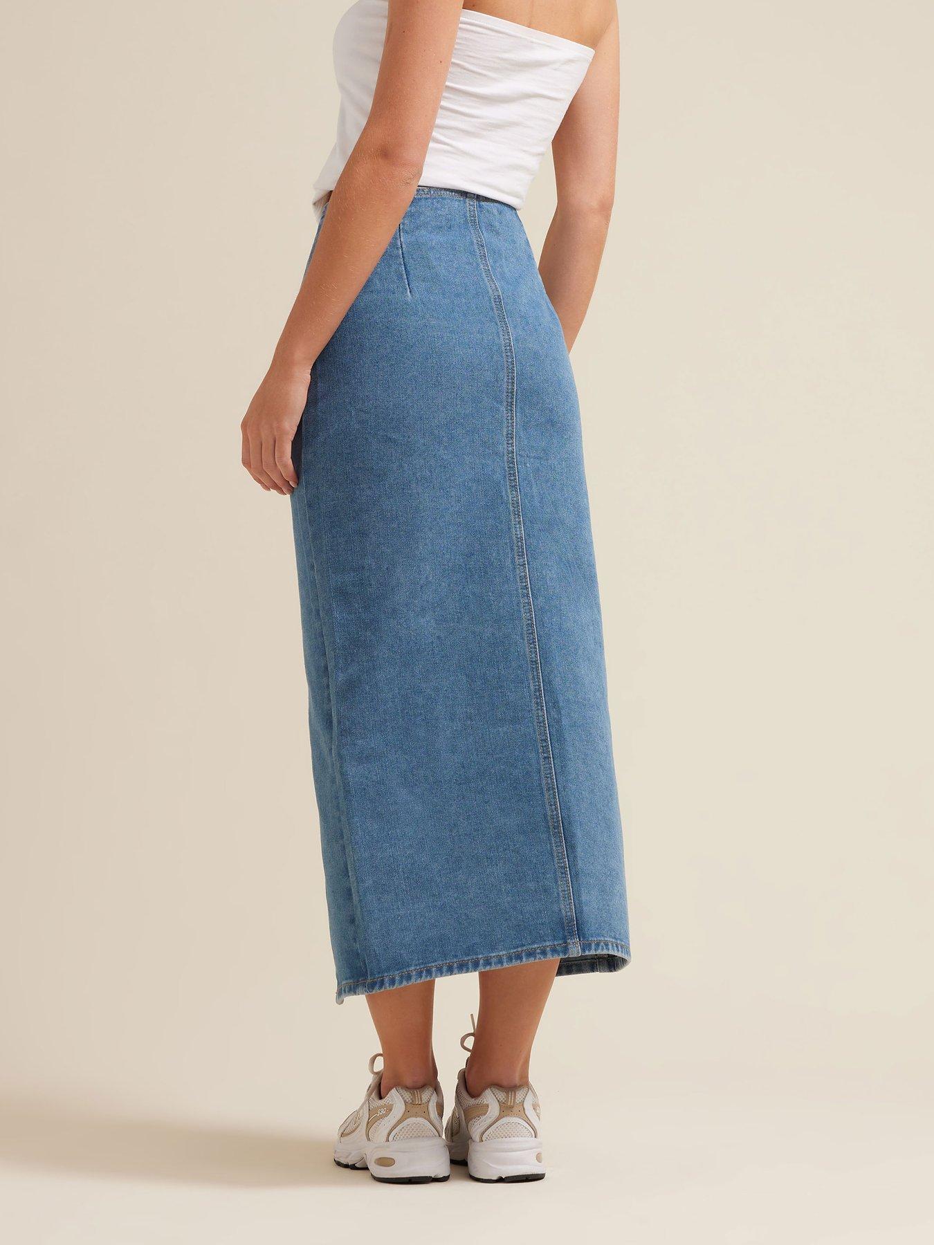  image of pixiegirl-petite-asymmetric-button-midi-skirt