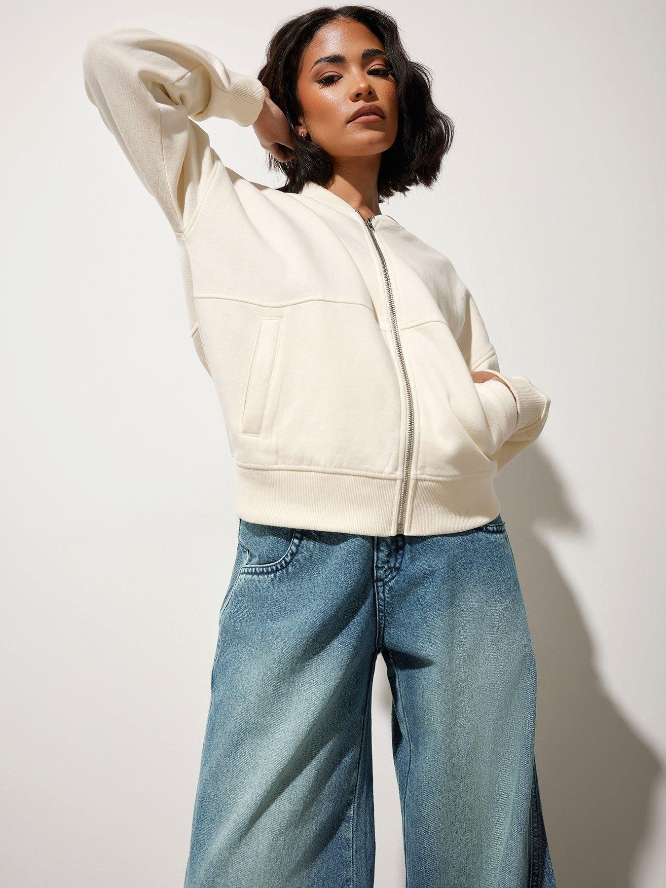 undefined Petite Bomber Jacket - White