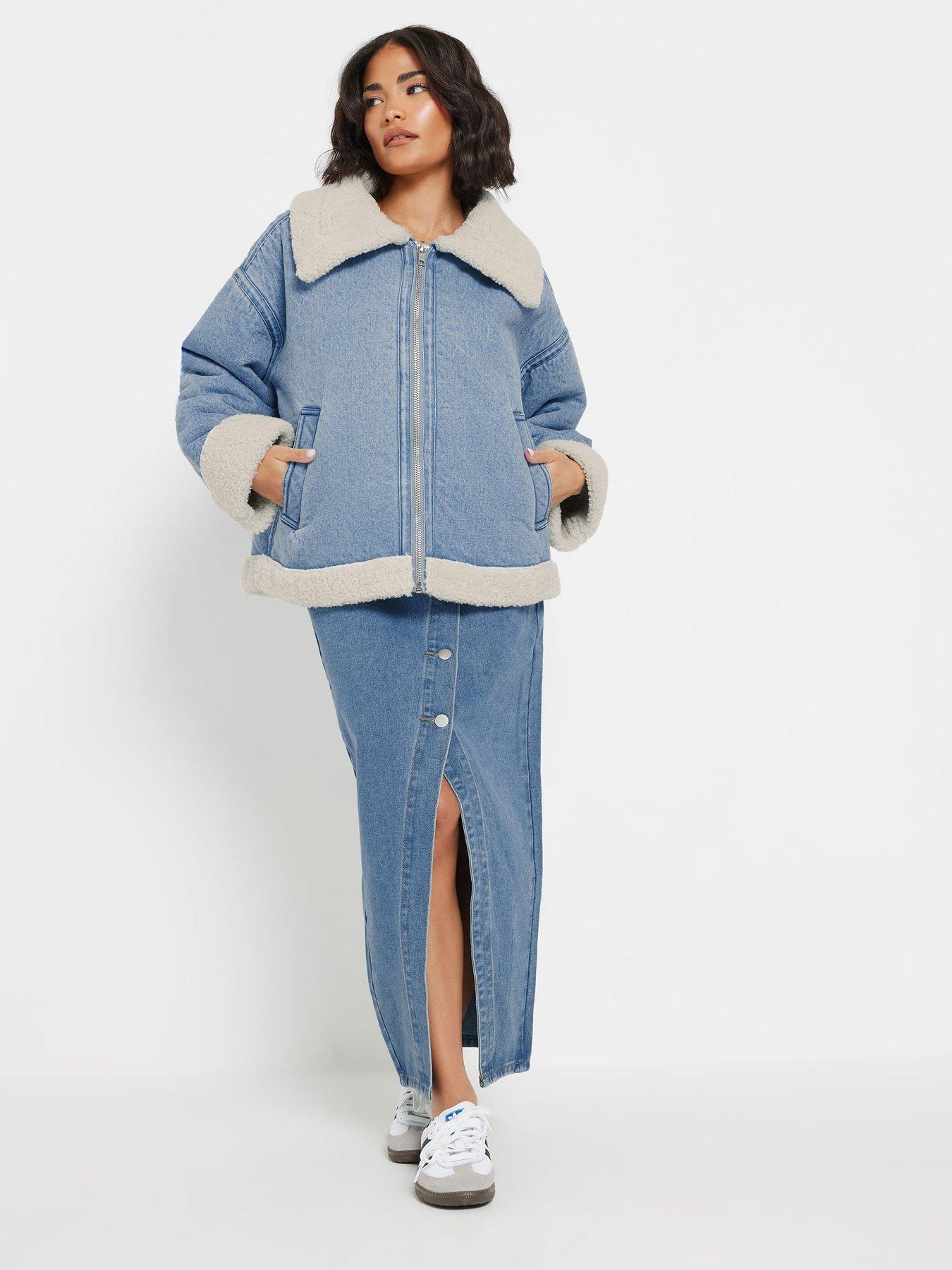 Image 3 of 4 of PixieGirl Petite Denim Aviator Jacket