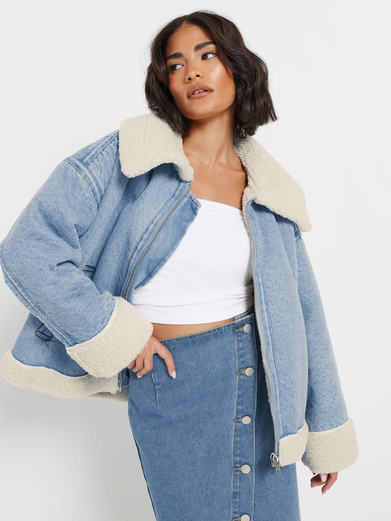 Image 4 of 4 of PixieGirl Petite Denim Aviator Jacket