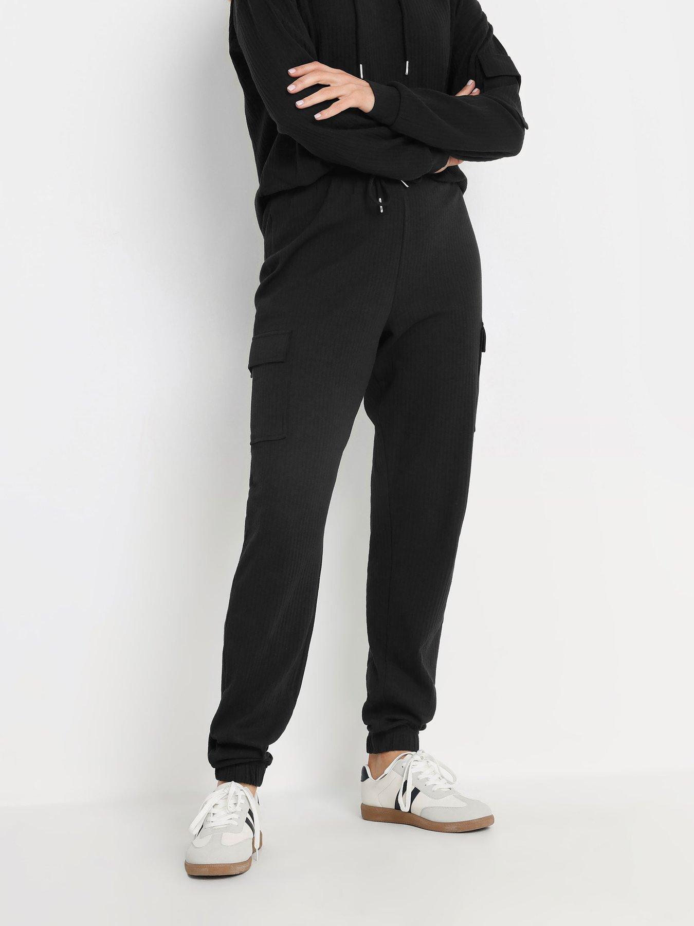 undefined Tall Ribbed Cargo Jogger - Black