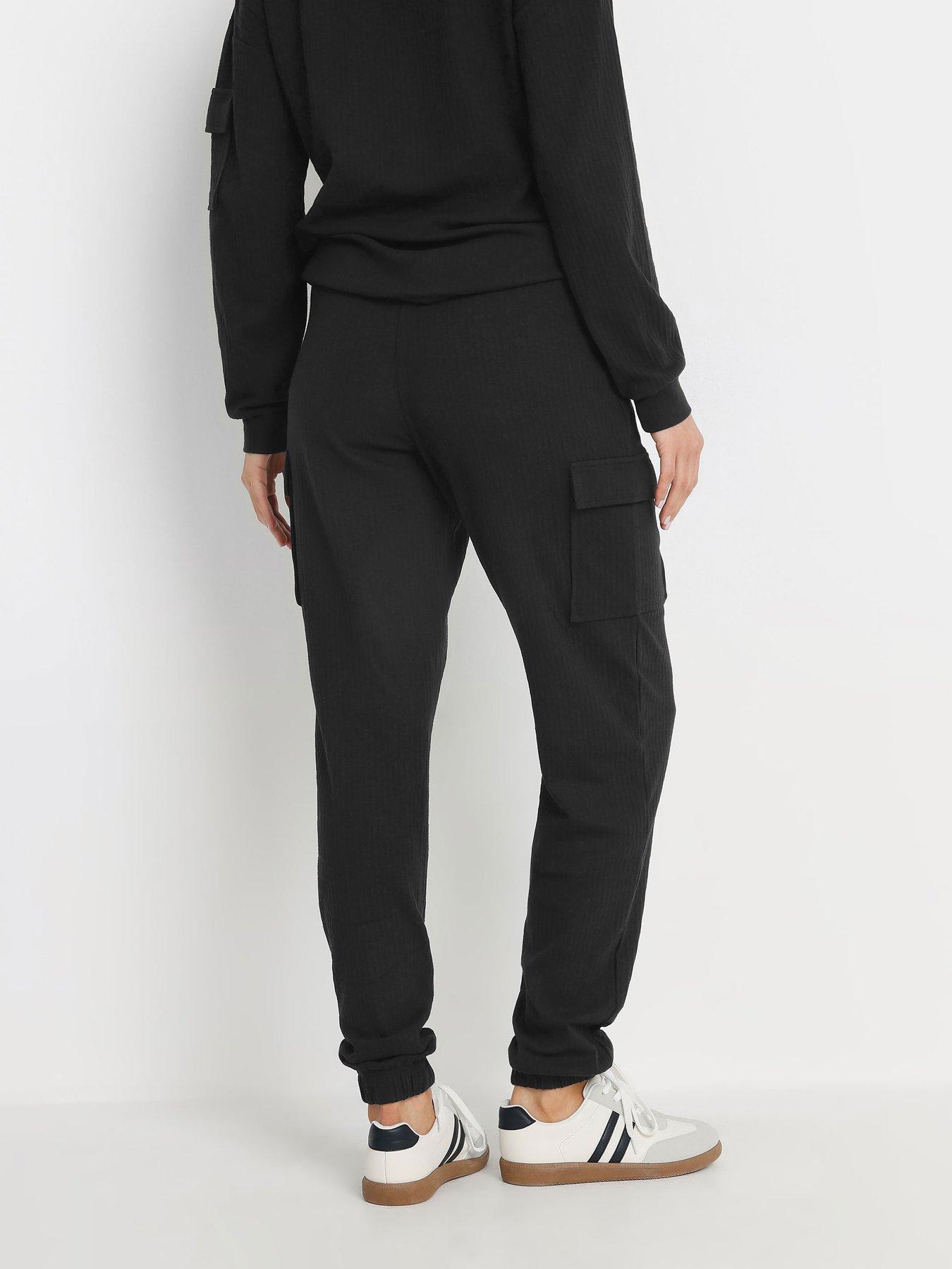  image of long-tall-sally-tall-ribbed-cargo-jogger-black