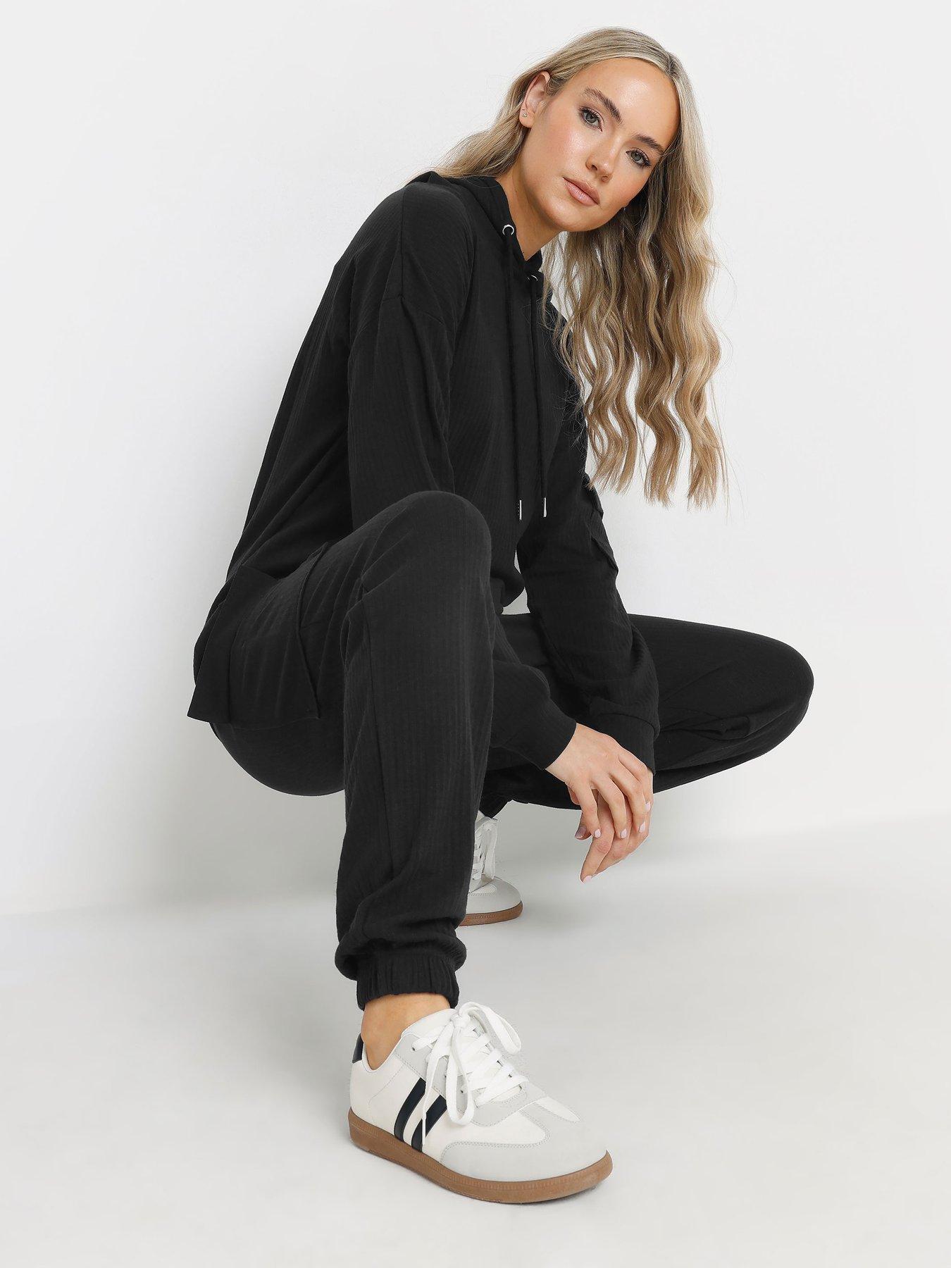  image of long-tall-sally-tall-ribbed-cargo-jogger-black