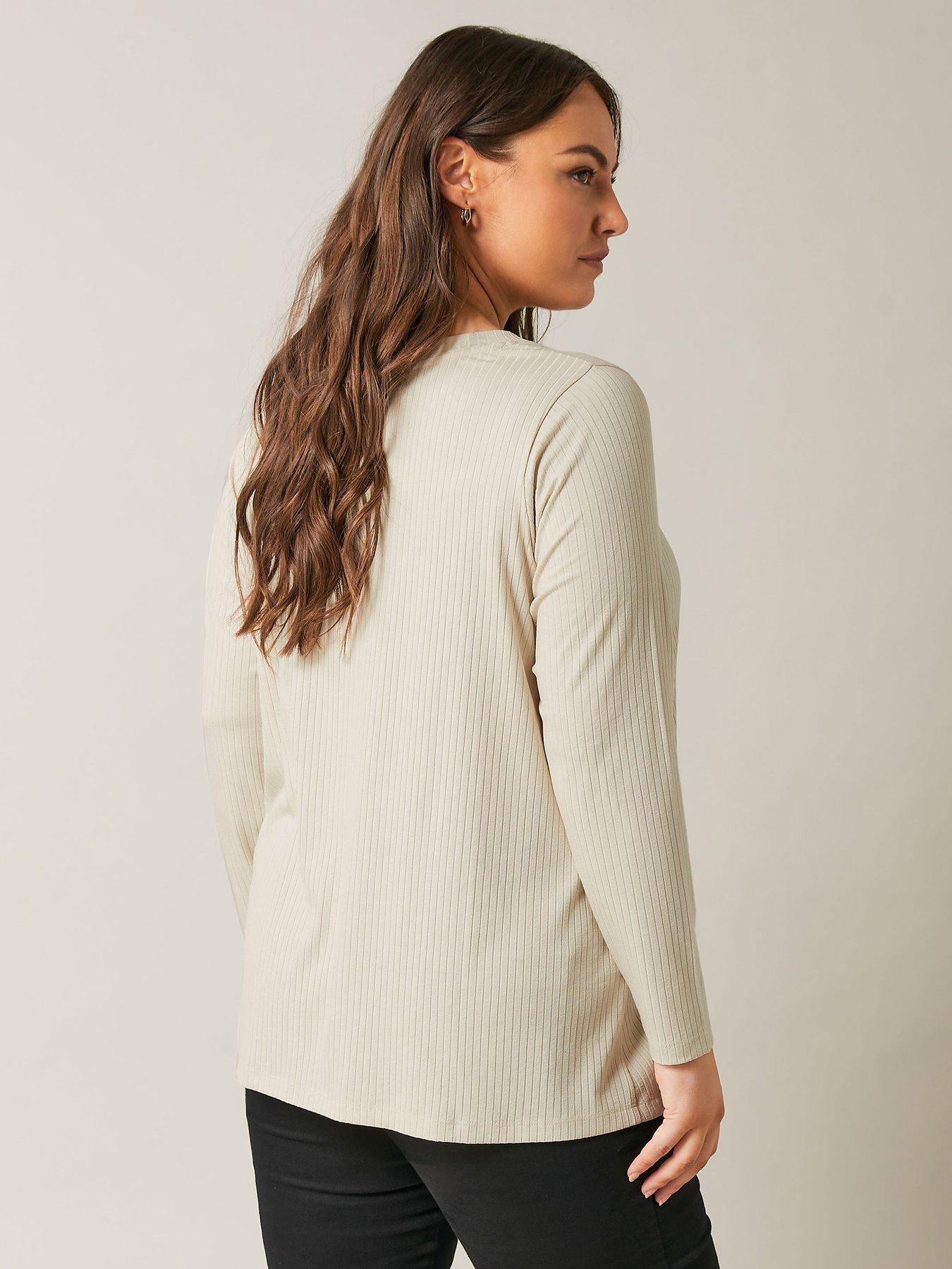 image of evans-modal-long-sleeve-rib-t-shirt-natural