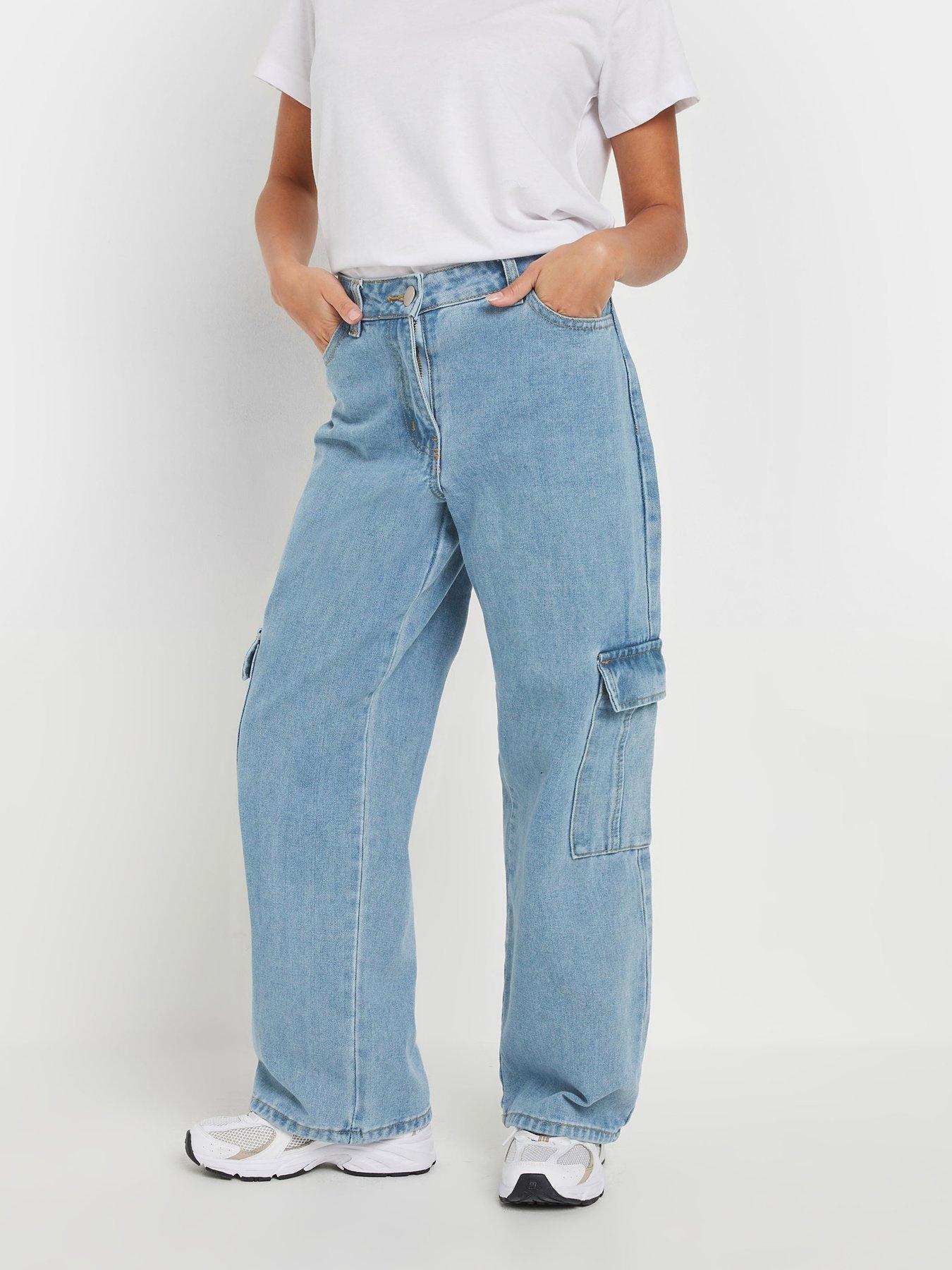 Image 1 of 4 of PixieGirl Petite Denim Utility Jeans - Blue