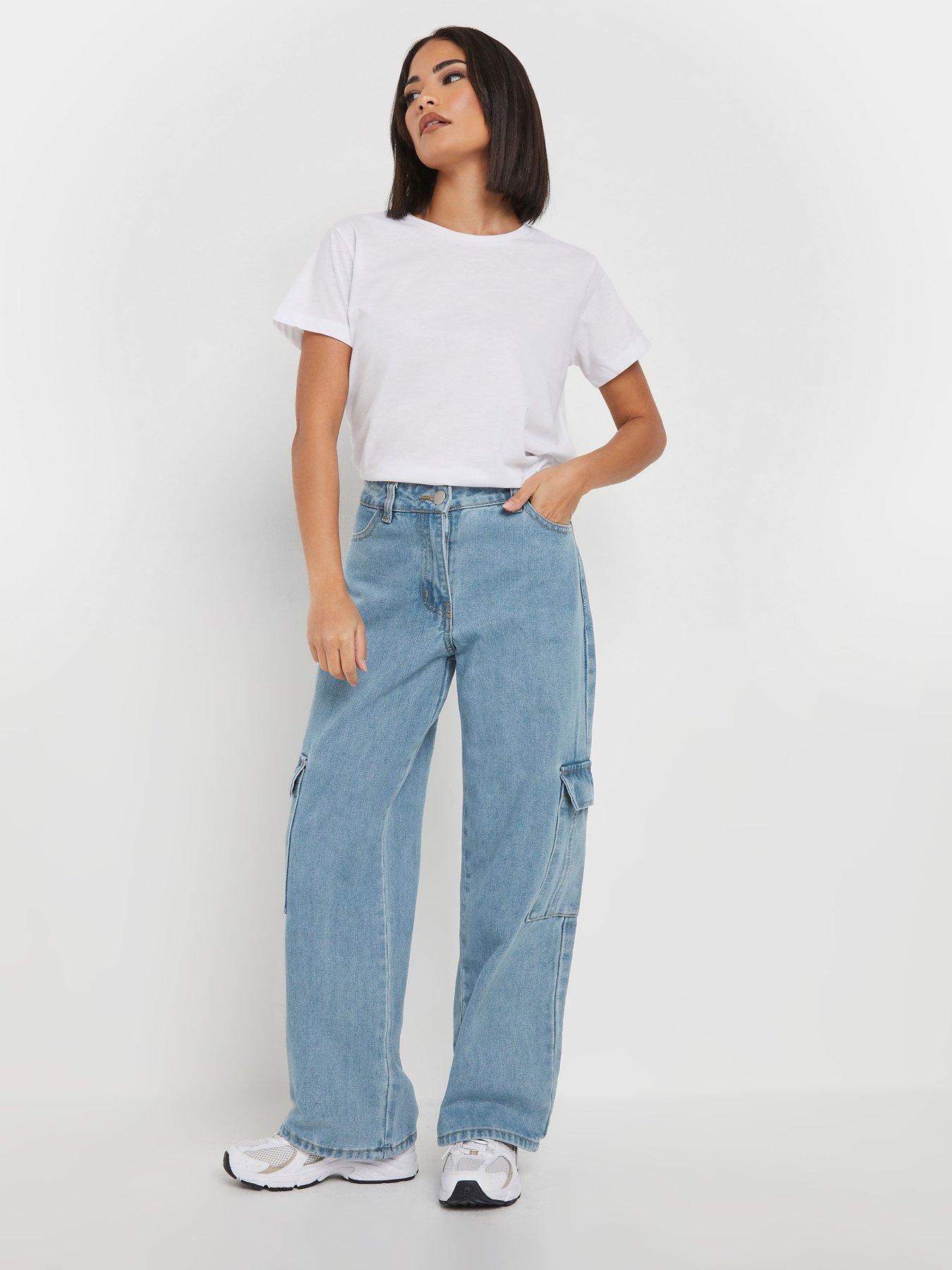 Image 3 of 4 of PixieGirl Petite Denim Utility Jeans - Blue