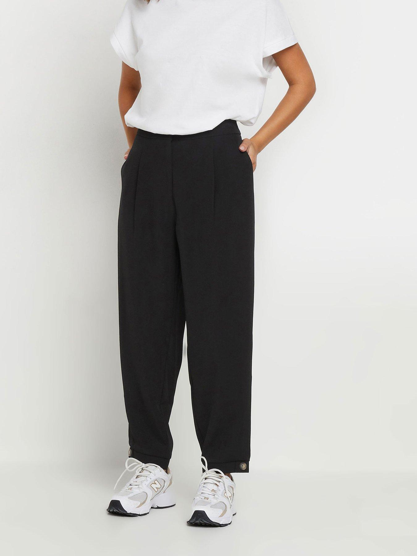 undefined Petite Barrel Button Cuff Trouser - Black