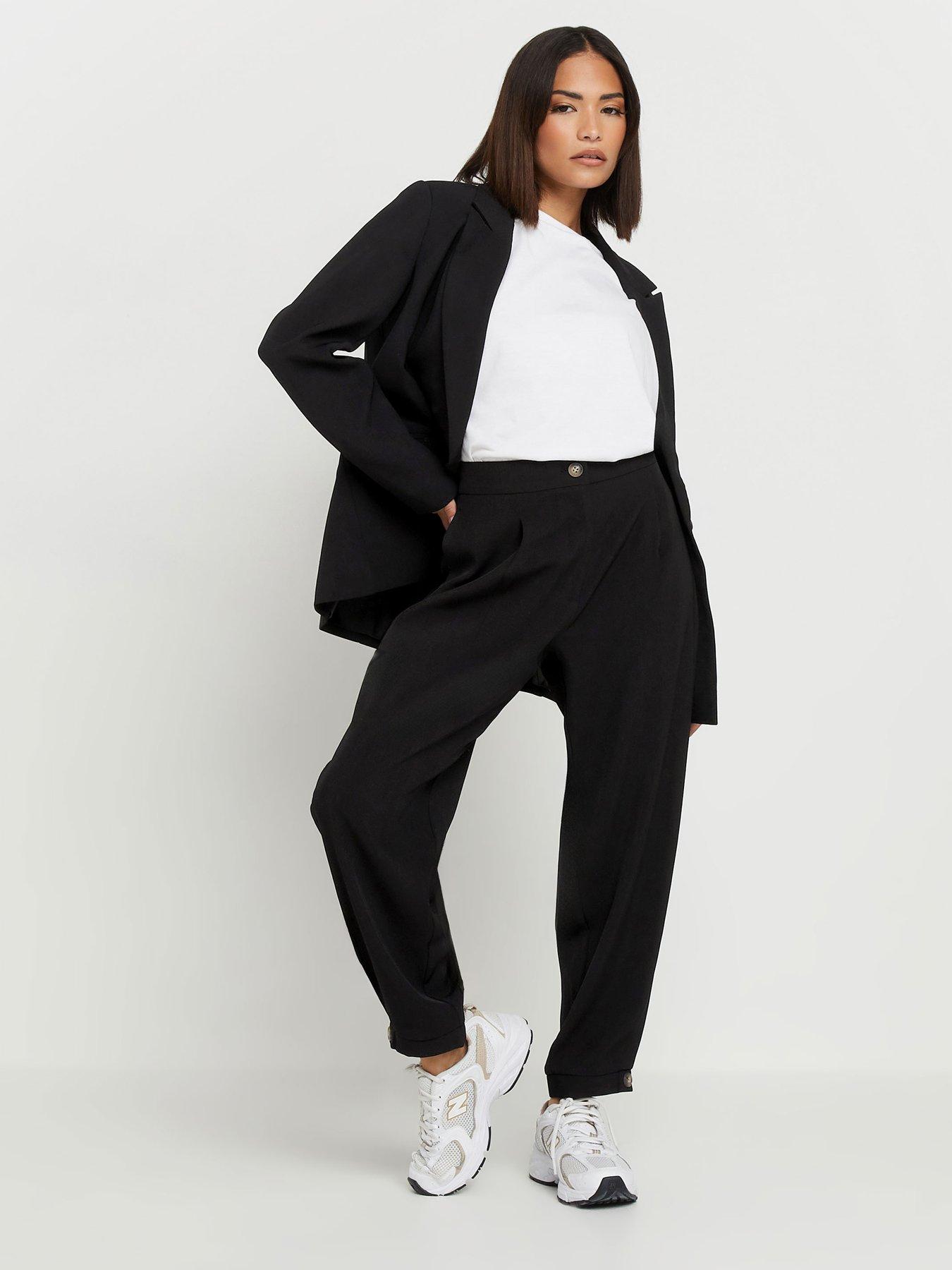 Image 3 of 4 of PixieGirl Petite Barrel Button Cuff Trouser - Black