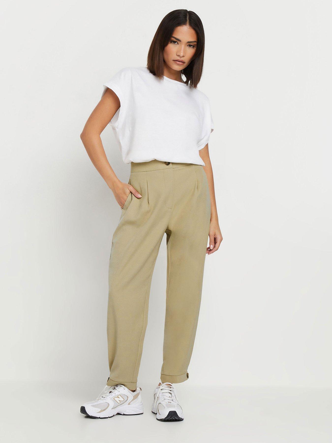  image of pixiegirl-petite-barrel-button-cuff-trouser-natural