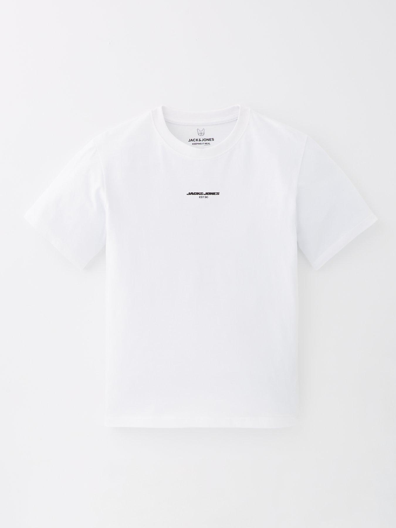 undefined Boys Back Print Short Sleeve T-Shirt - Bright White