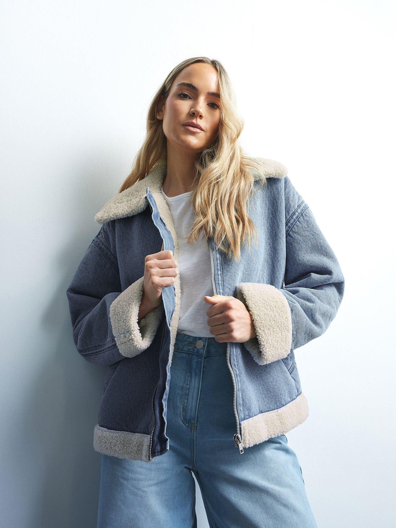 undefined Denim and Borg Jacket - Blue