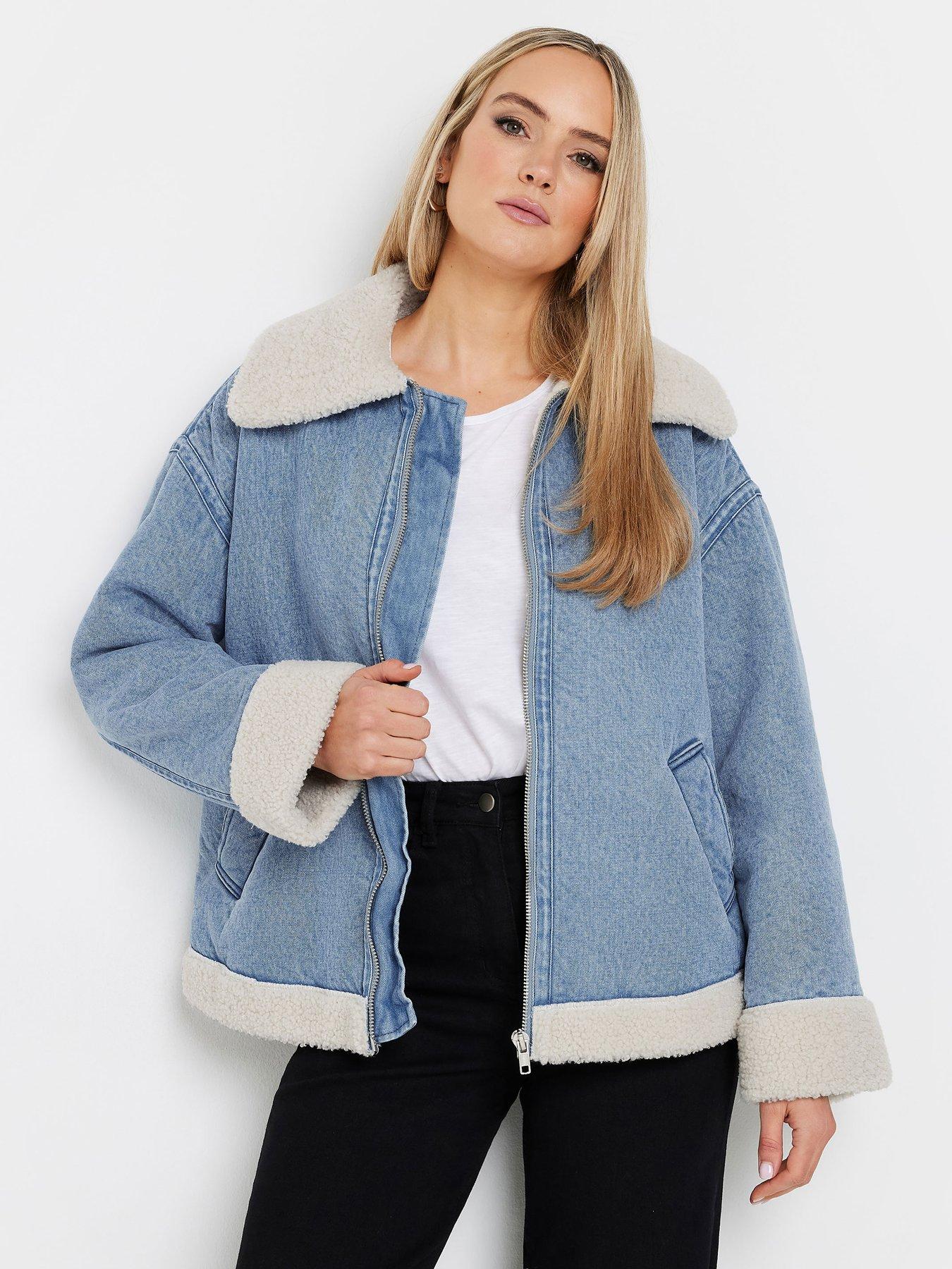 Image 3 of 4 of Long Tall Sally Denim and Borg Jacket - Blue