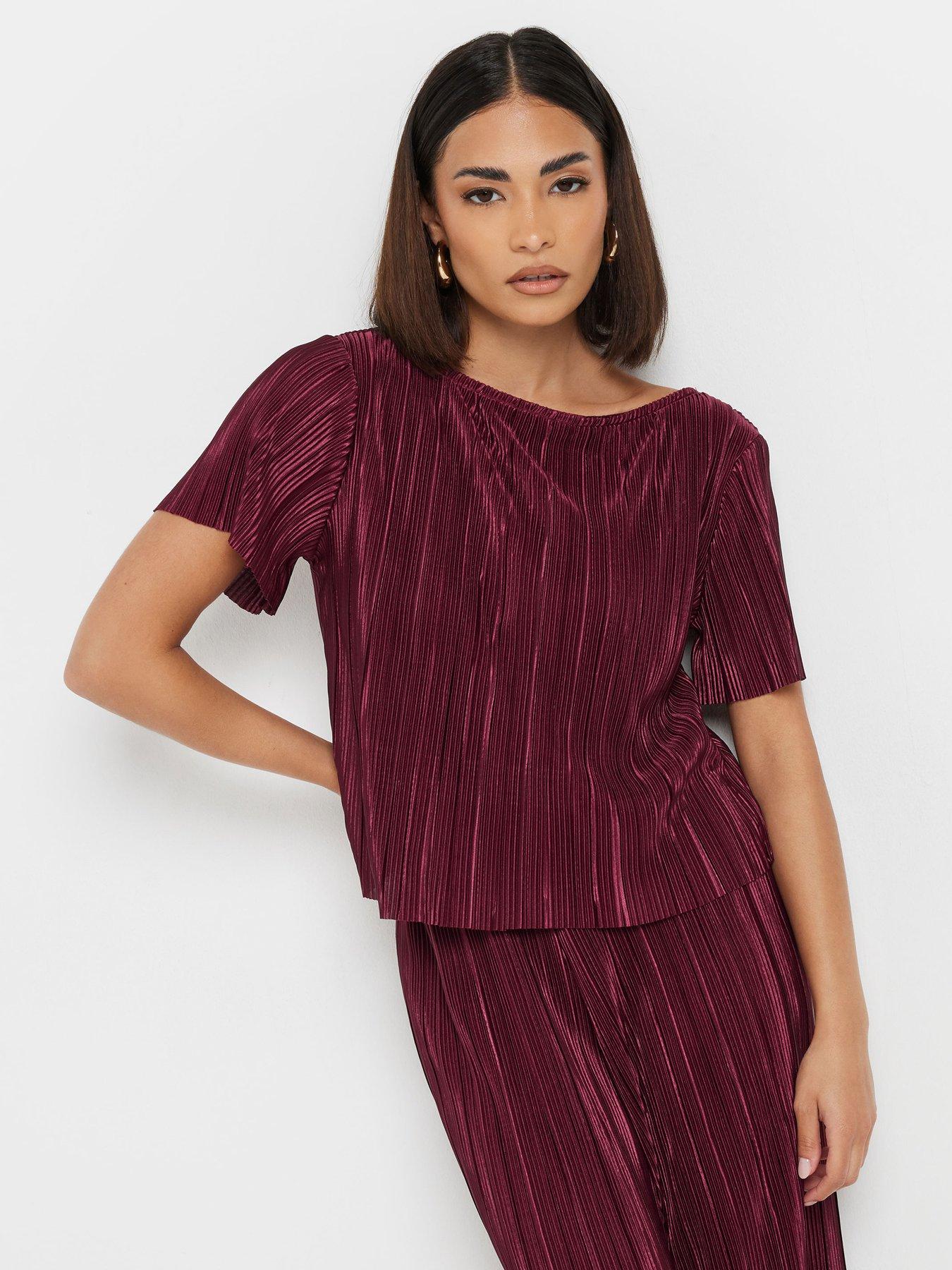 pixiegirl-petite-short-sleeve-plisse-top-red