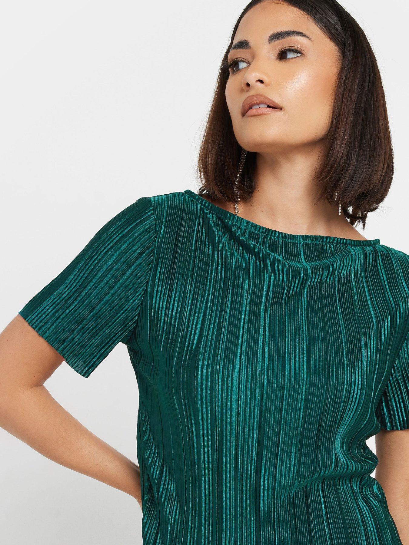  image of pixiegirl-petite-short-sleeve-plisse-top-green
