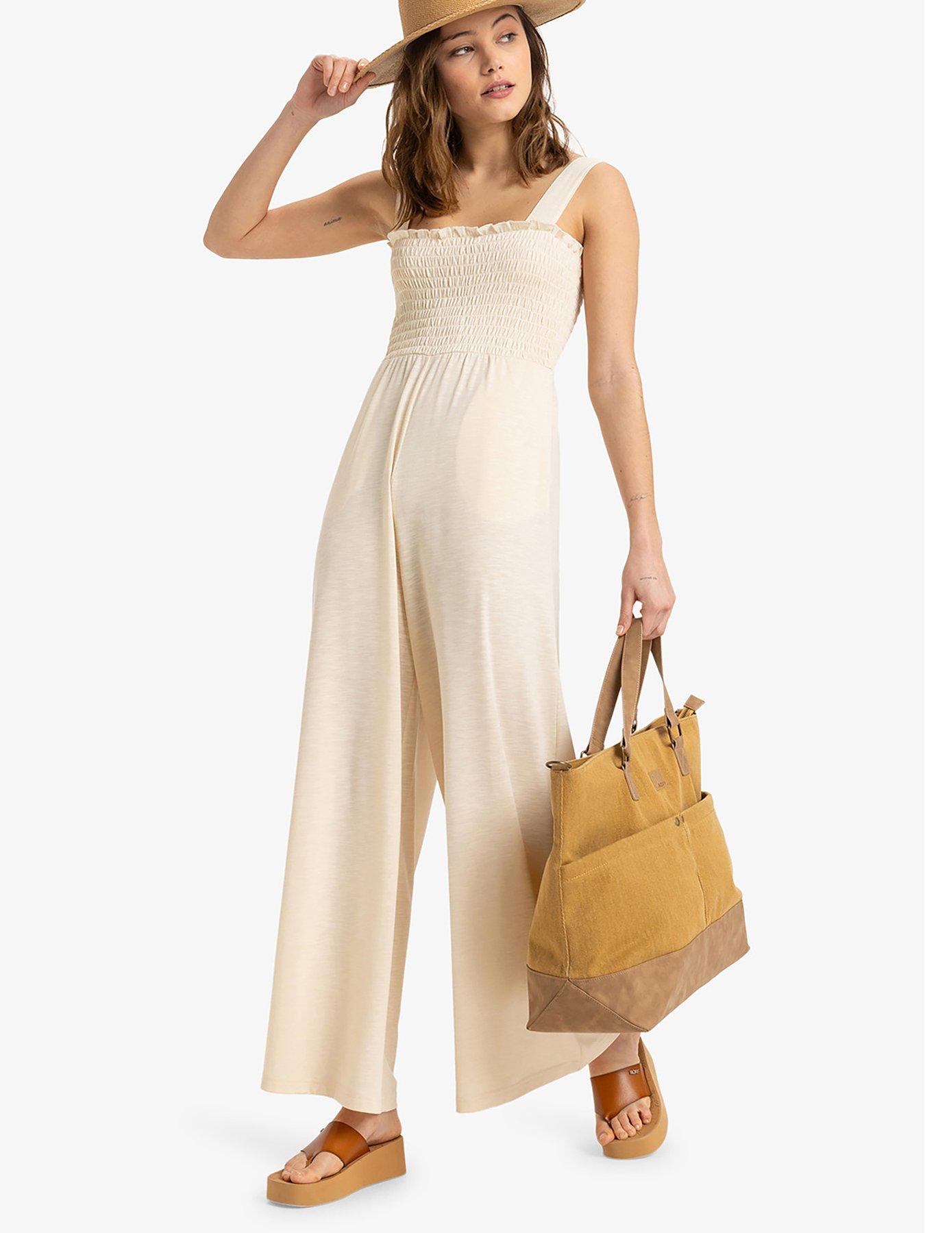 Roxy Womens Just Passing By Jumpsuit All-In-One - Beige