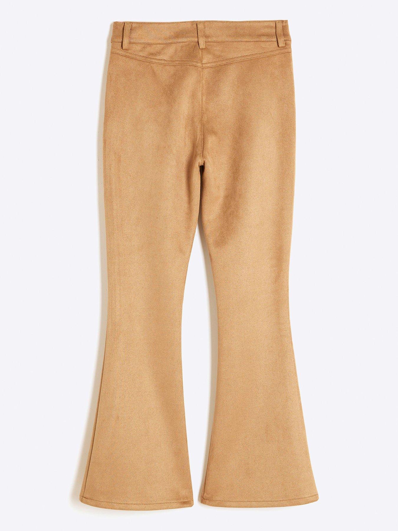  image of river-island-girls-suedette-flared-trousers-brown