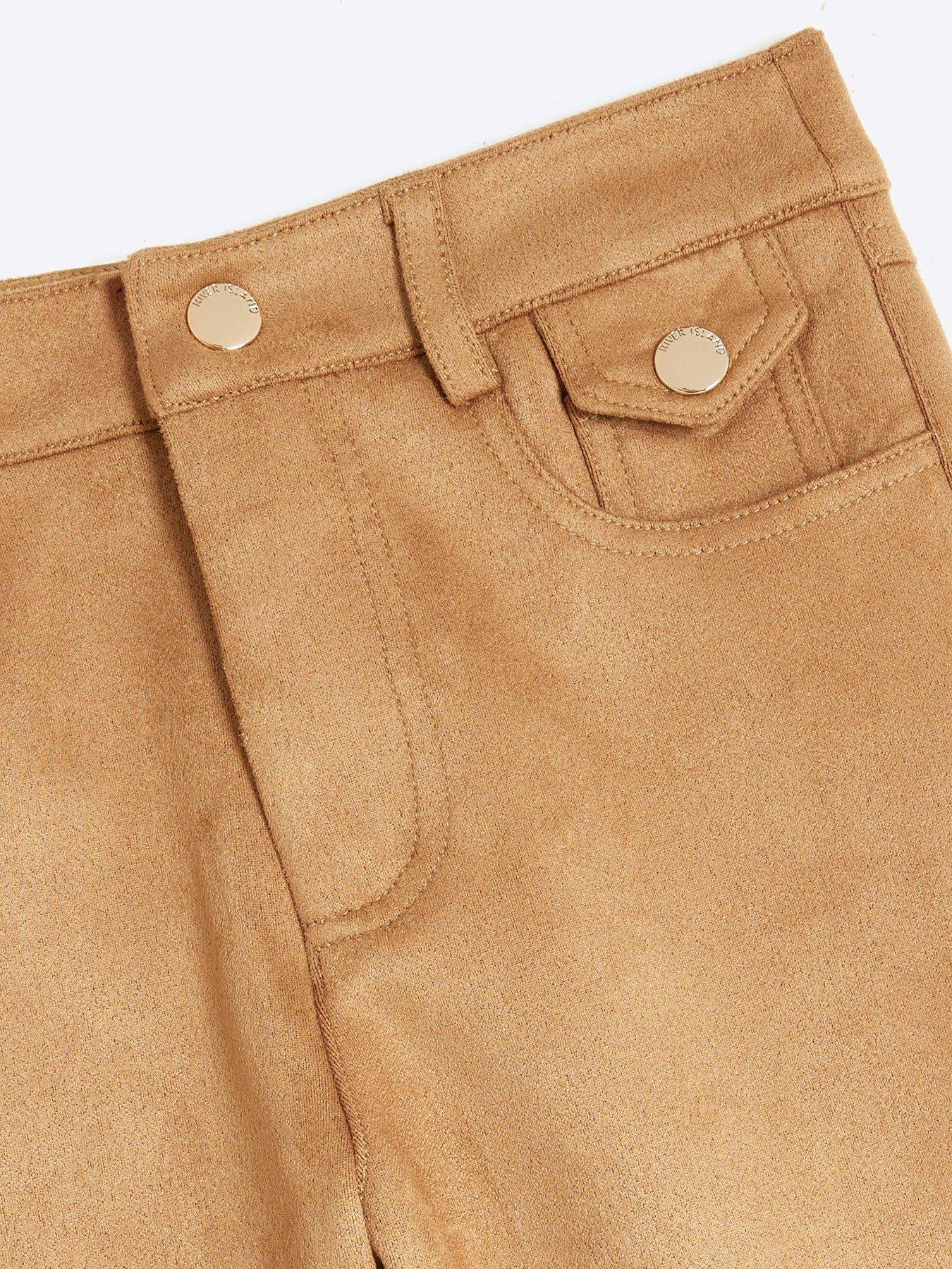  image of river-island-girls-suedette-flared-trousers-brown