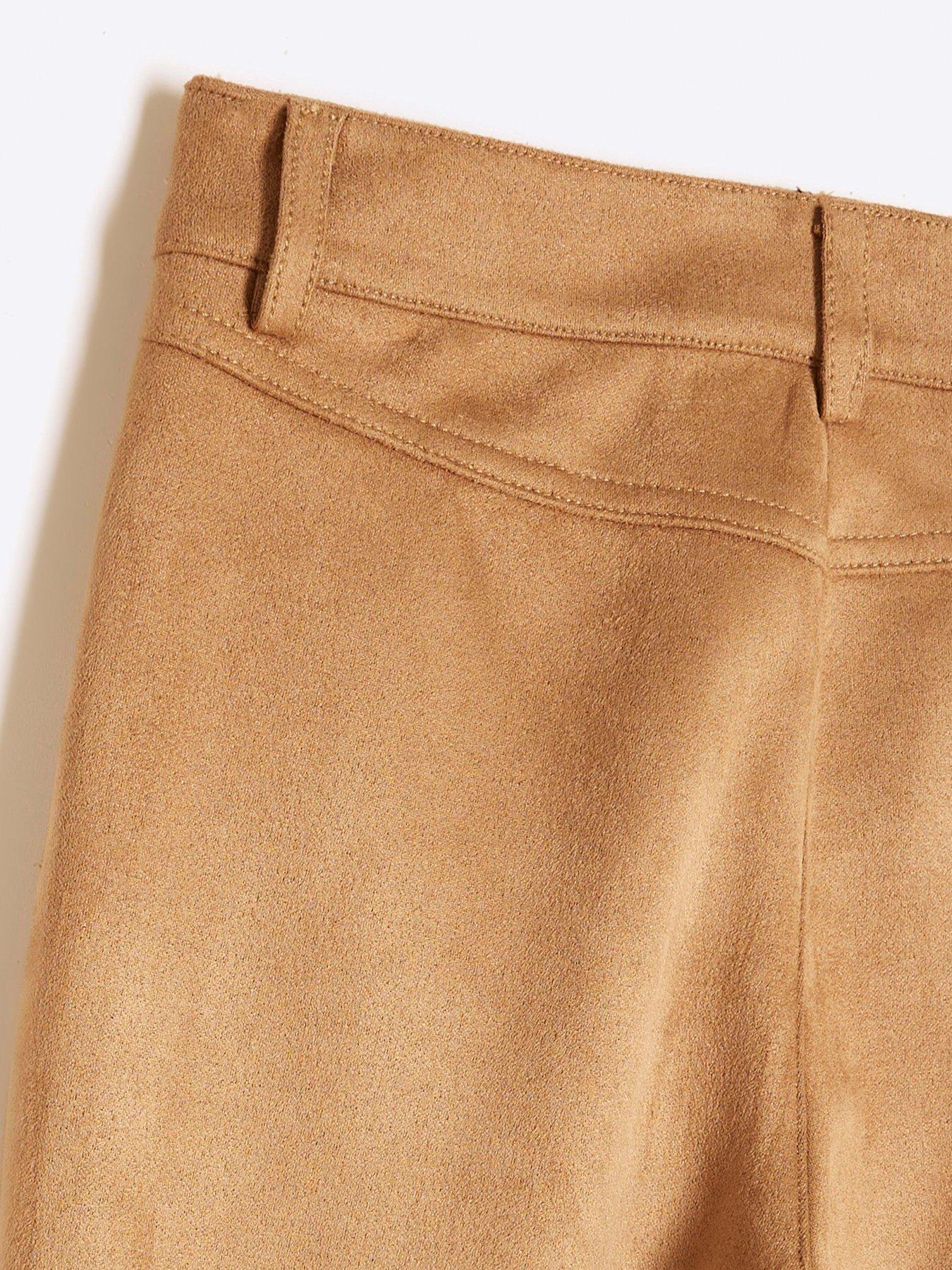  image of river-island-girls-suedette-flared-trousers-brown