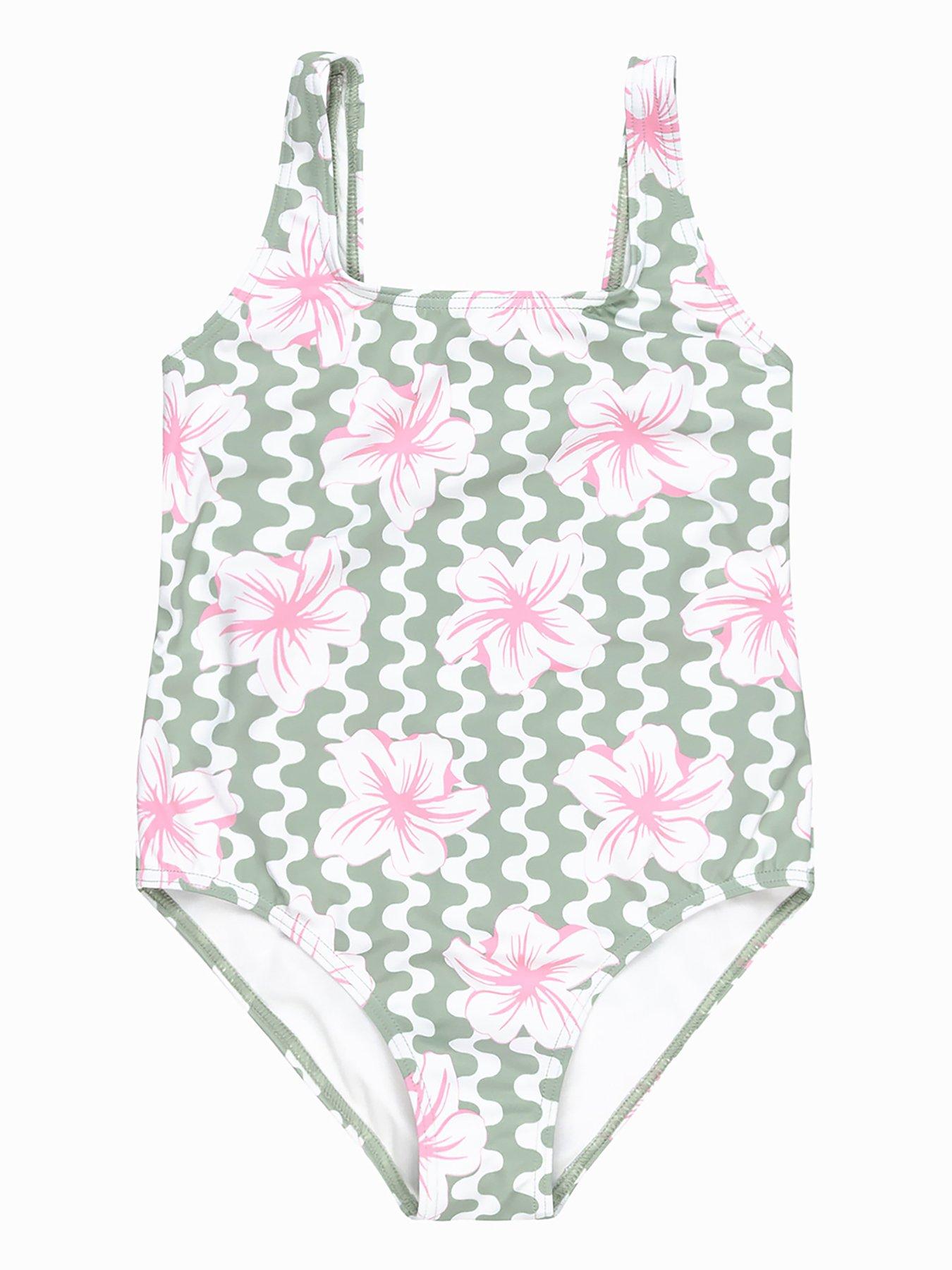 undefined Girls Party Waves One Piece  Swimsuit - Green